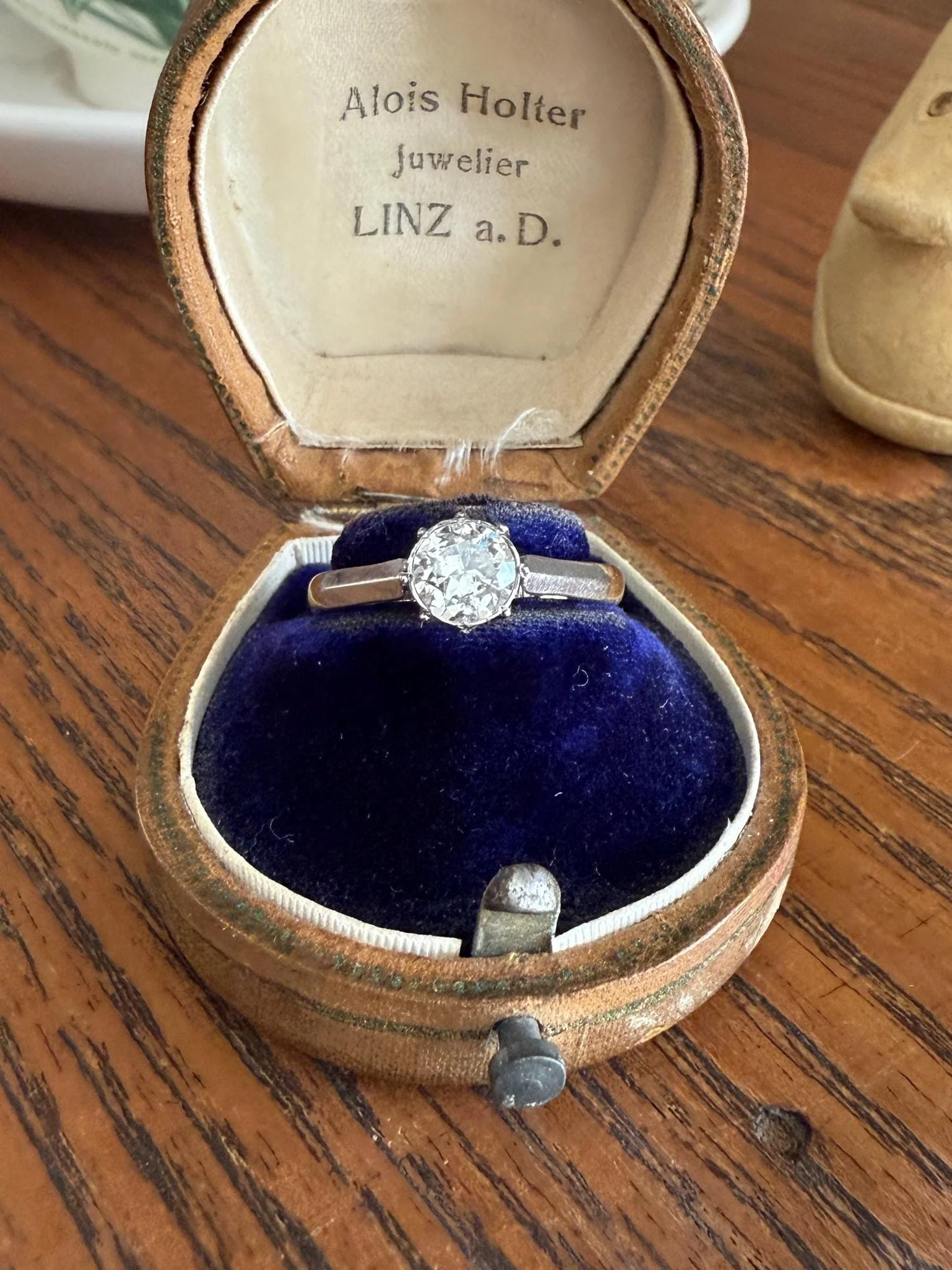 Antique 3/4 Carat Old European Cut DIAMOND Ring 18k Gold Platinum Unique Bezel Prong Setting Engagement Solitaire Stacker .75Ctw OEC