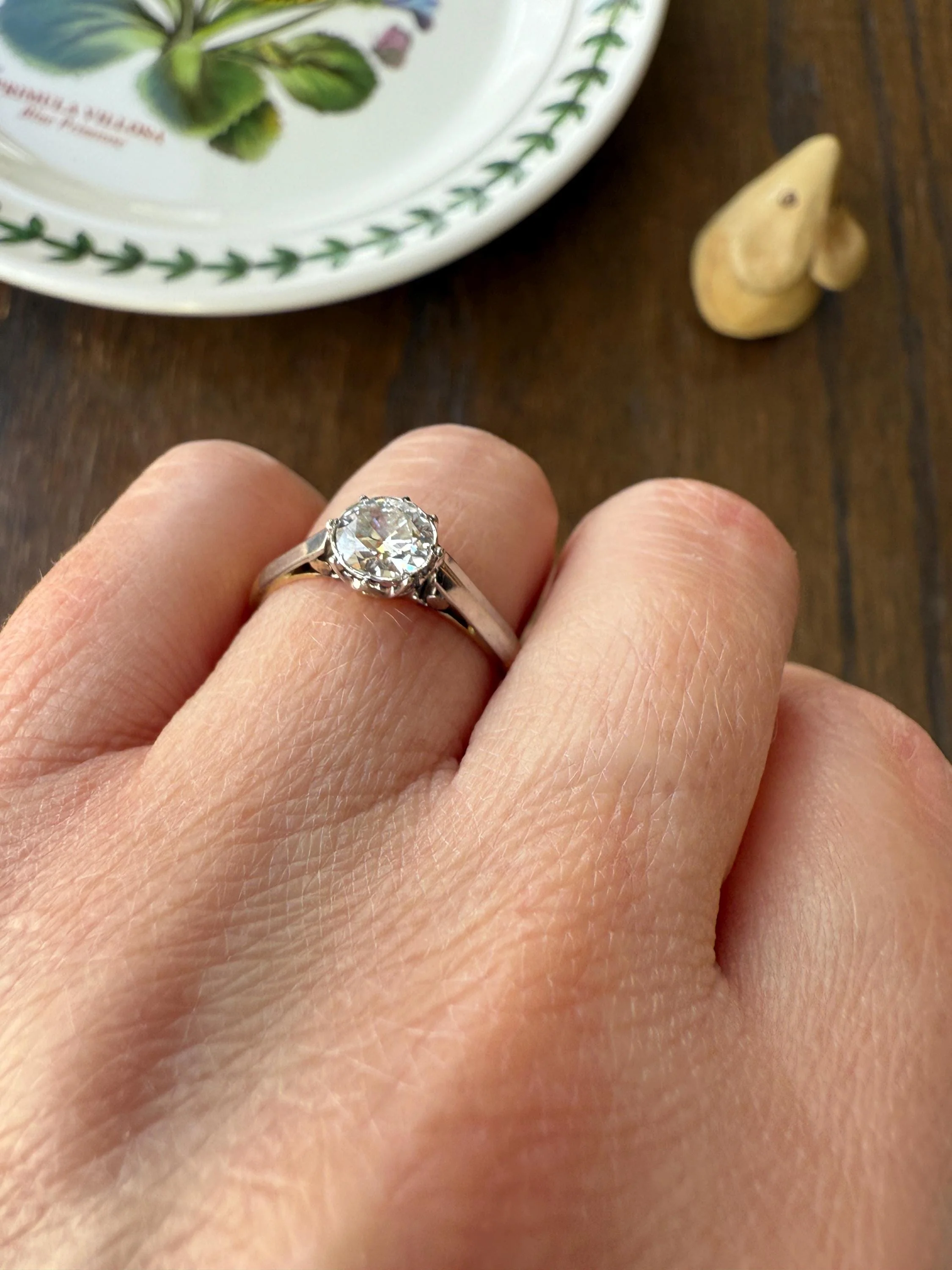 Antique 3/4 Carat Old European Cut DIAMOND Ring 18k Gold Platinum Unique Bezel Prong Setting Engagement Solitaire Stacker .75Ctw OEC - Image 12