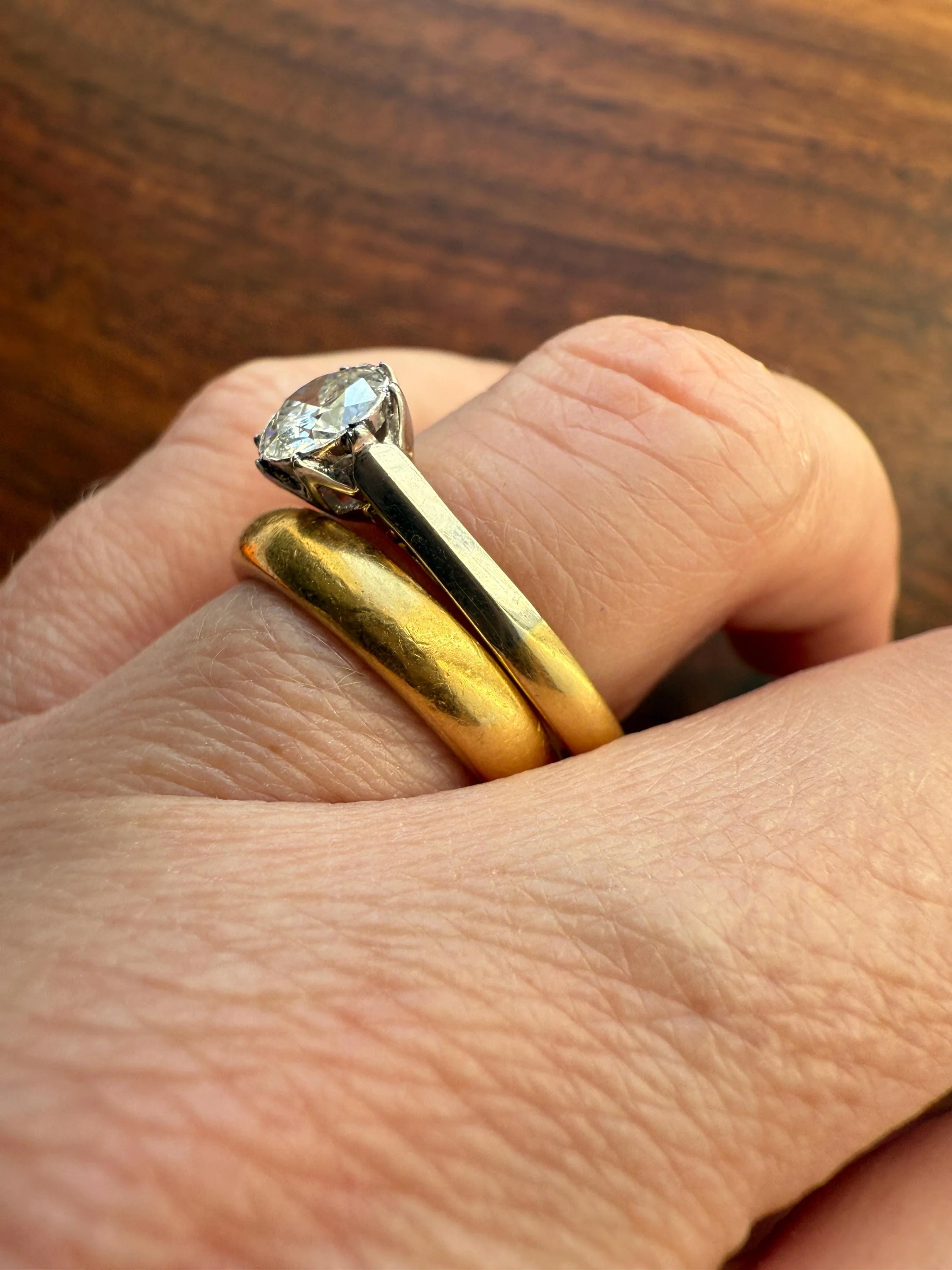 Antique 3/4 Carat Old European Cut DIAMOND Ring 18k Gold Platinum Unique Bezel Prong Setting Engagement Solitaire Stacker .75Ctw OEC - Image 13