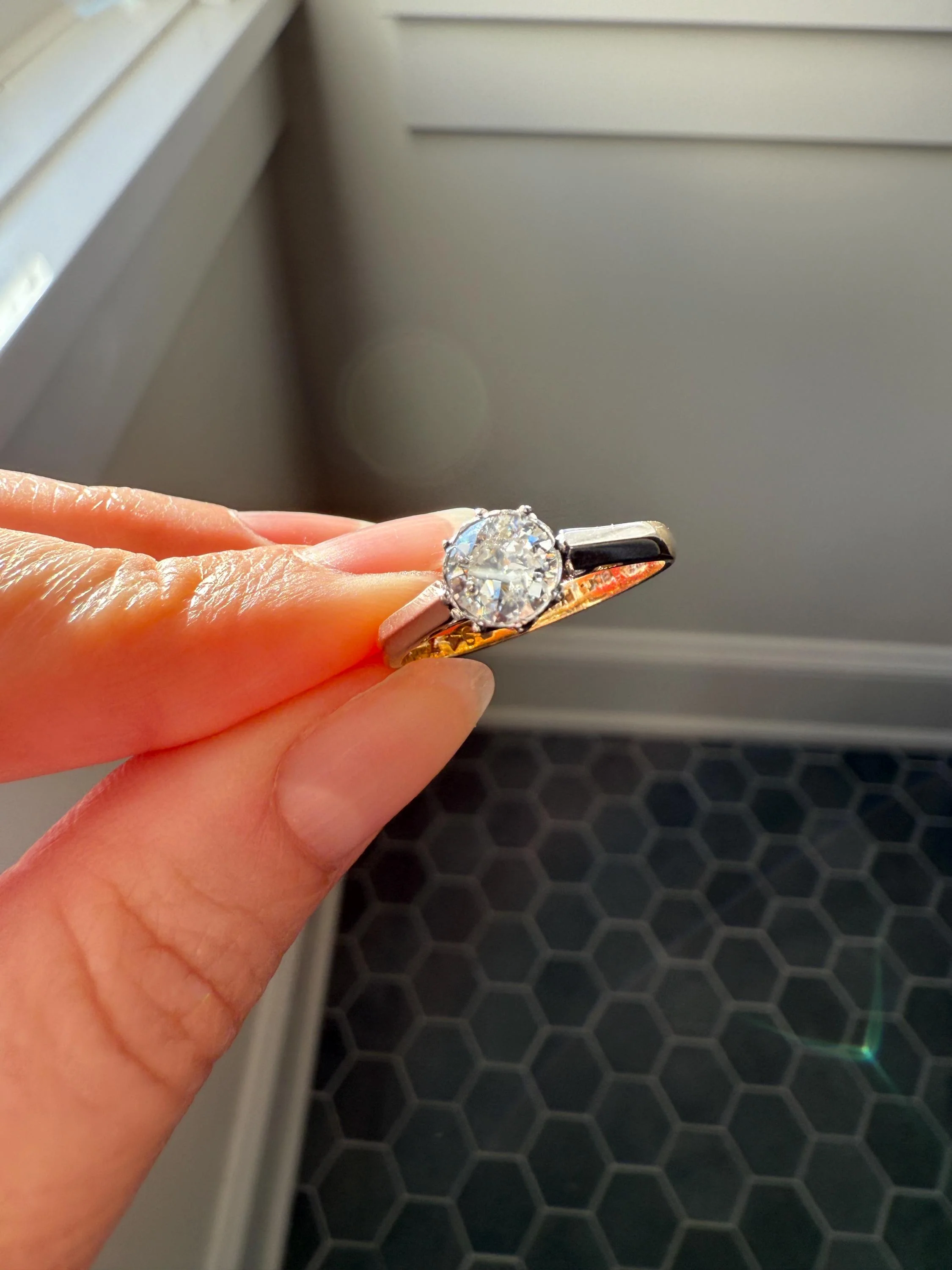 Antique 3/4 Carat Old European Cut DIAMOND Ring 18k Gold Platinum Unique Bezel Prong Setting Engagement Solitaire Stacker .75Ctw OEC - Image 15