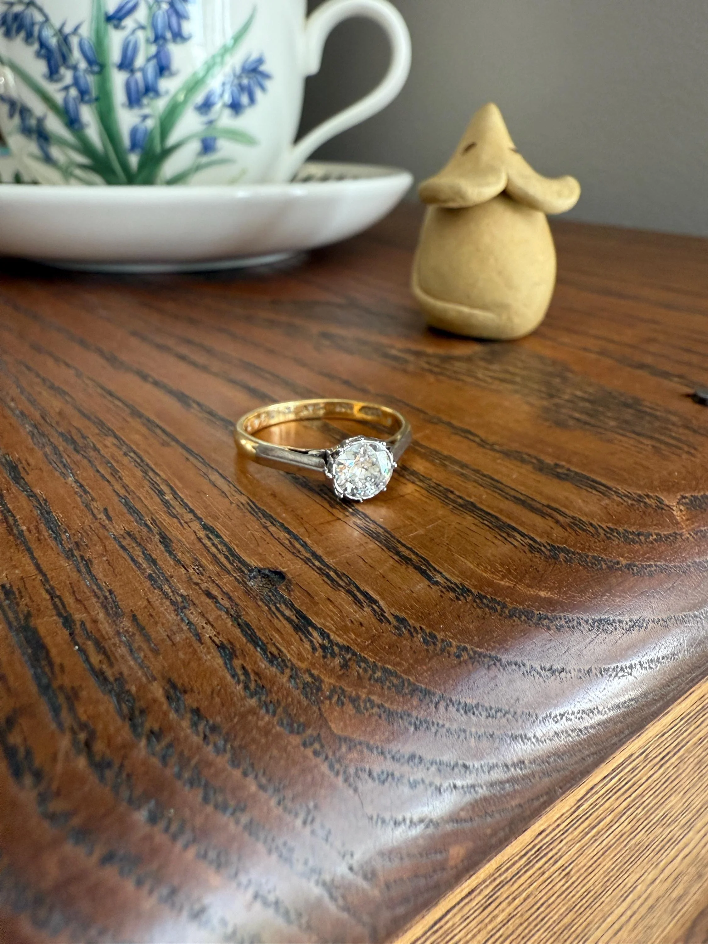 Antique 3/4 Carat Old European Cut DIAMOND Ring 18k Gold Platinum Unique Bezel Prong Setting Engagement Solitaire Stacker .75Ctw OEC - Image 16