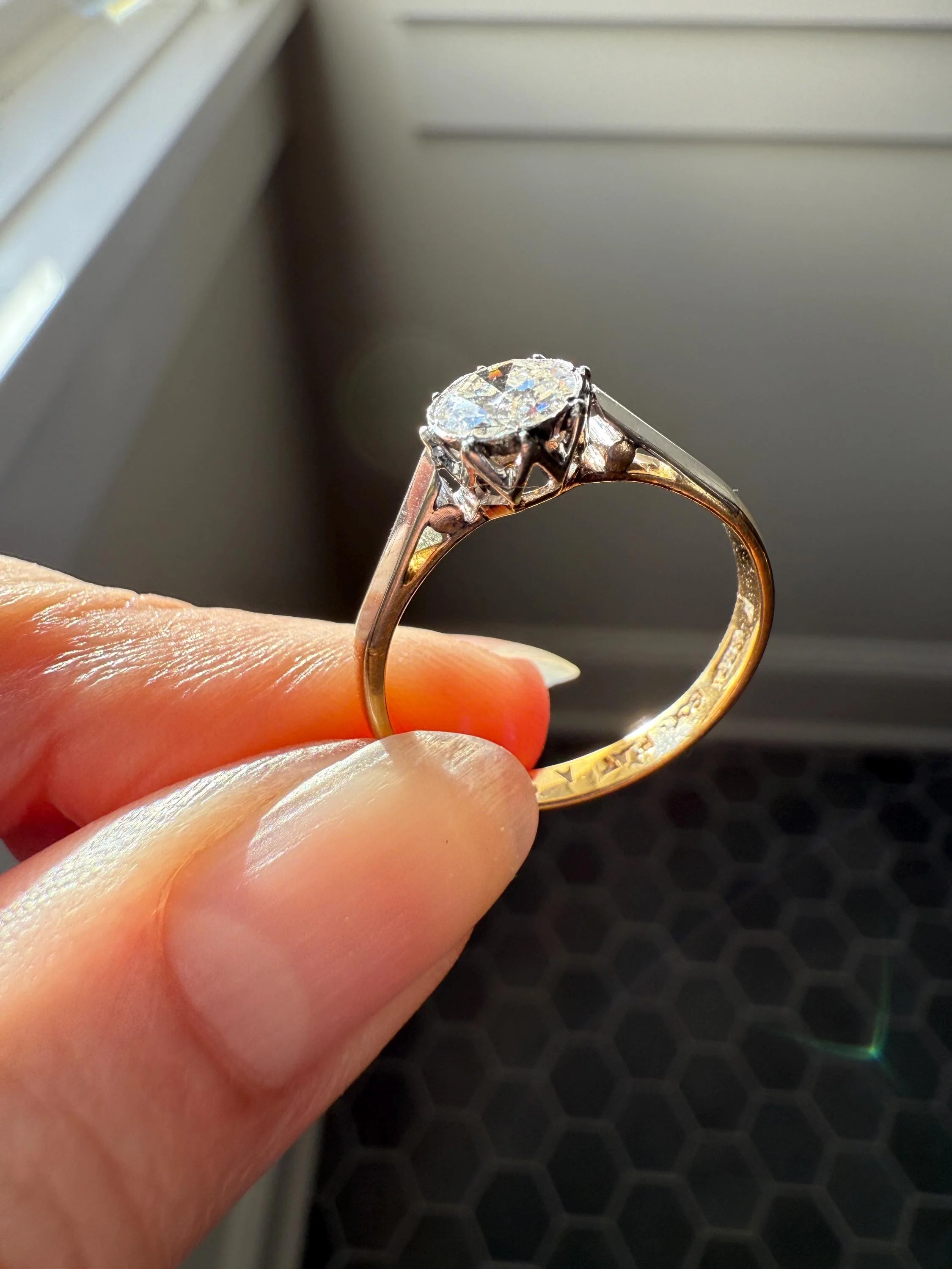 Antique 3/4 Carat Old European Cut DIAMOND Ring 18k Gold Platinum Unique Bezel Prong Setting Engagement Solitaire Stacker .75Ctw OEC - Image 18