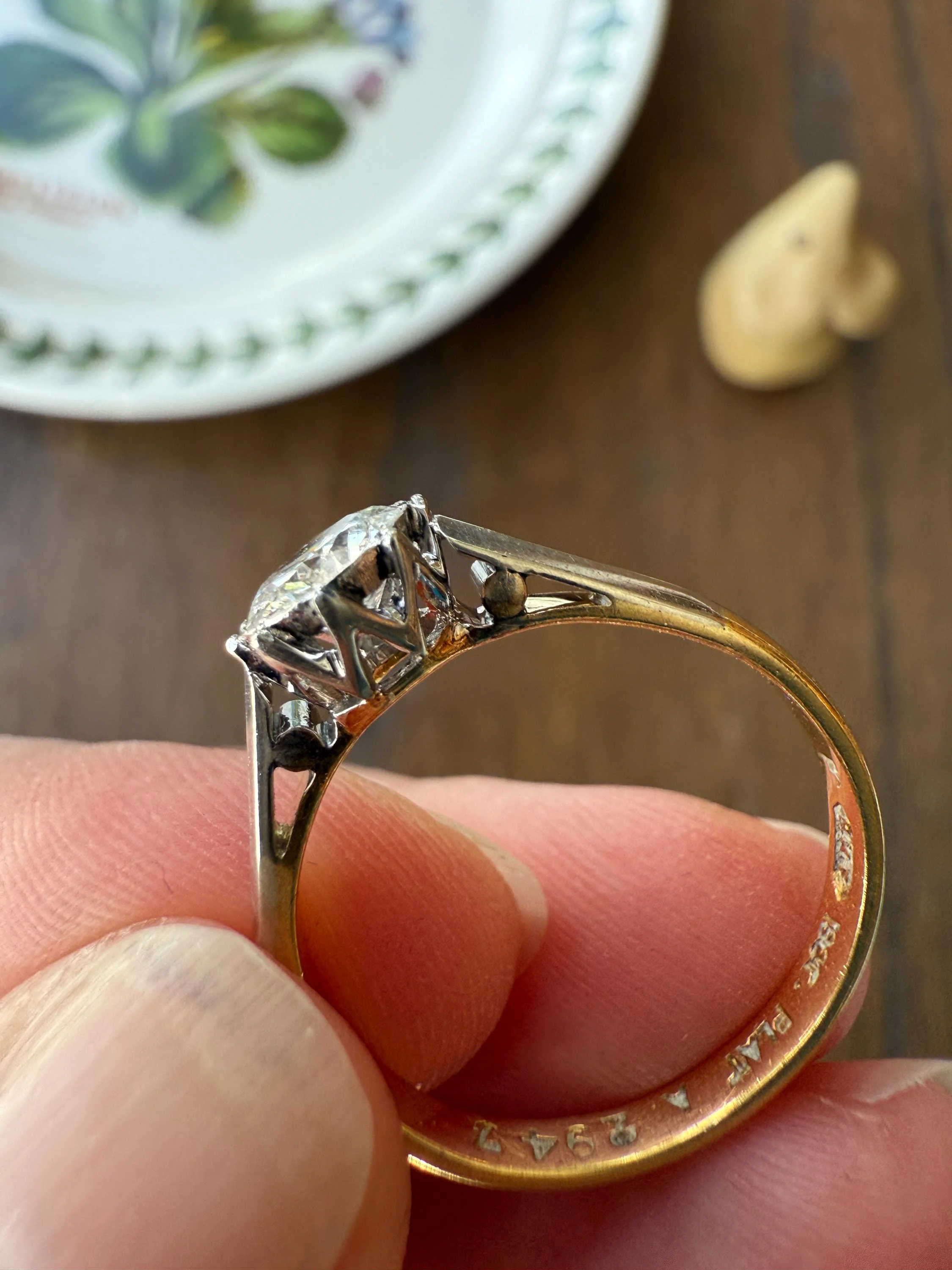 Antique 3/4 Carat Old European Cut DIAMOND Ring 18k Gold Platinum Unique Bezel Prong Setting Engagement Solitaire Stacker .75Ctw OEC - Image 20