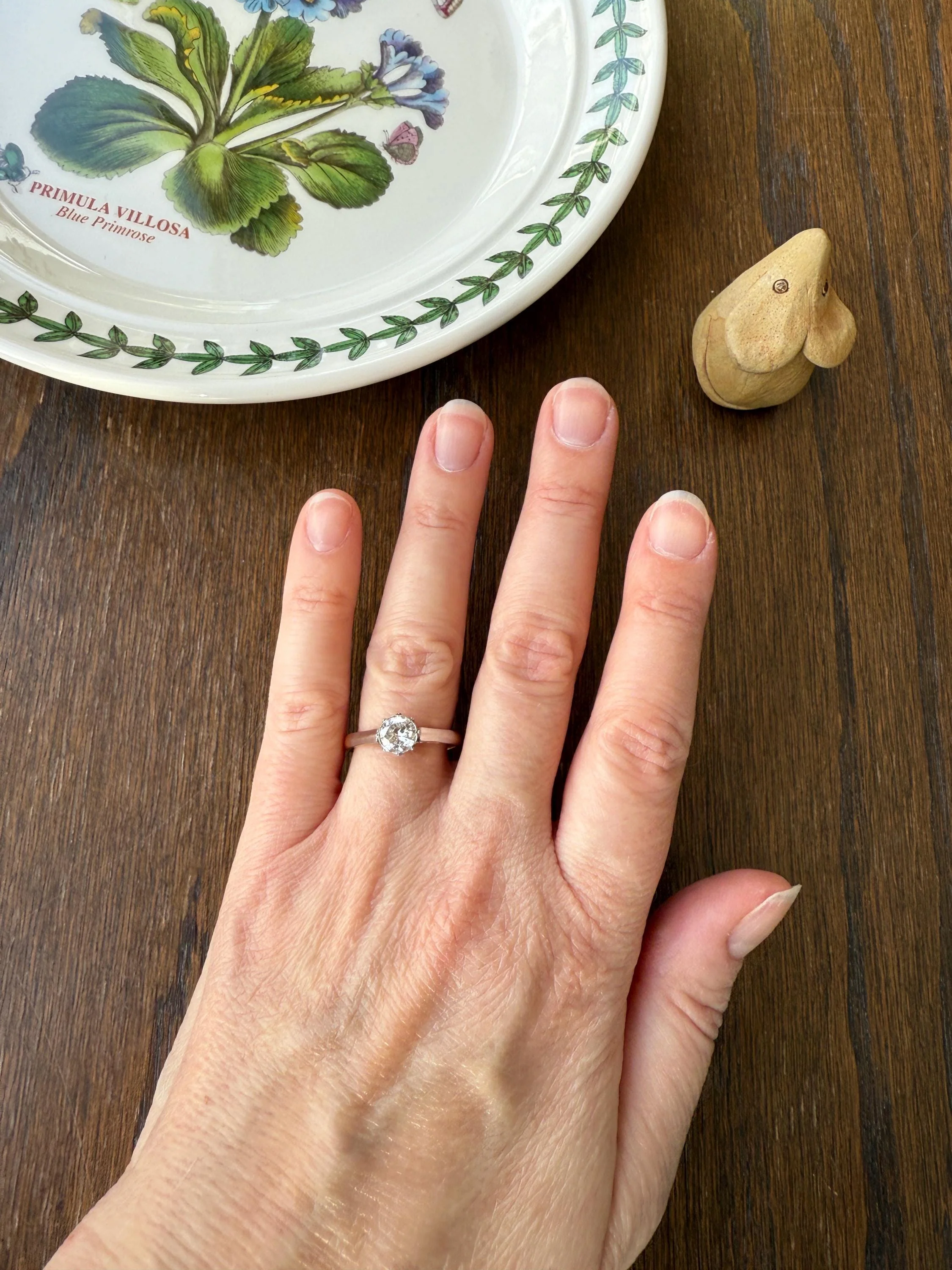 Antique 3/4 Carat Old European Cut DIAMOND Ring 18k Gold Platinum Unique Bezel Prong Setting Engagement Solitaire Stacker .75Ctw OEC - Image 6