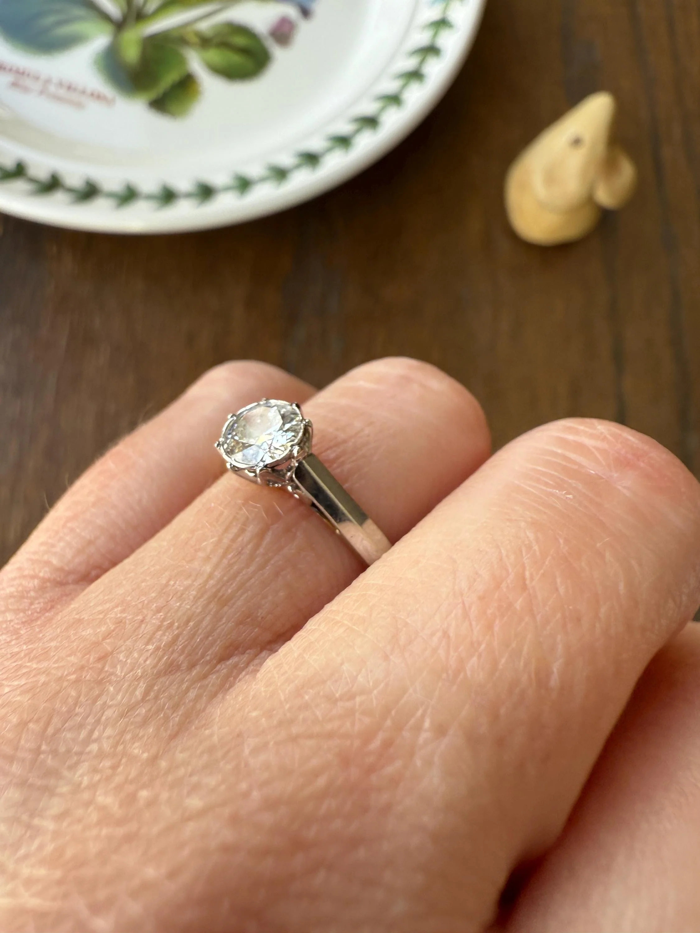 Antique 3/4 Carat Old European Cut DIAMOND Ring 18k Gold Platinum Unique Bezel Prong Setting Engagement Solitaire Stacker .75Ctw OEC - Image 8