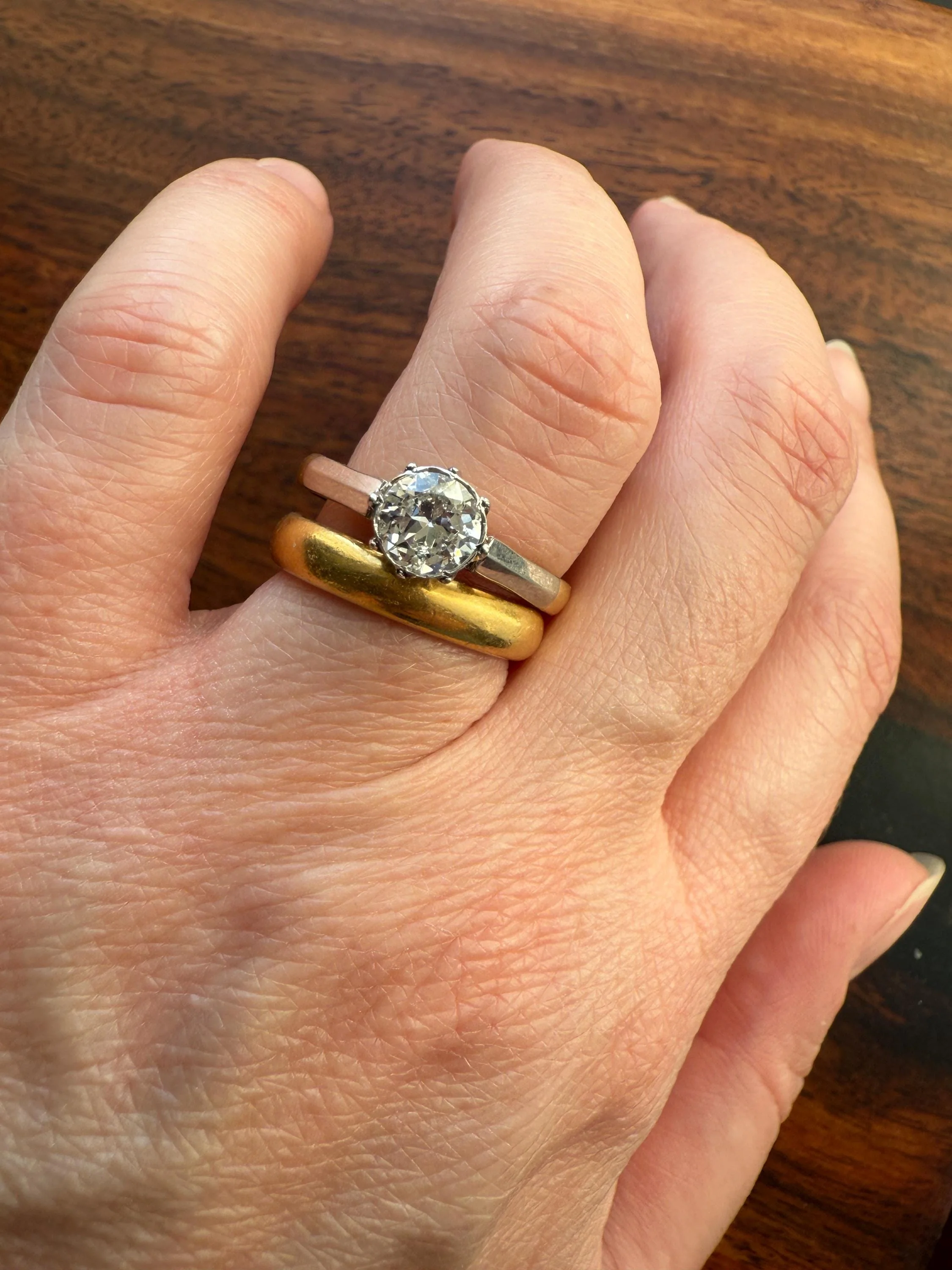 Antique 3/4 Carat Old European Cut DIAMOND Ring 18k Gold Platinum Unique Bezel Prong Setting Engagement Solitaire Stacker .75Ctw OEC - Image 9