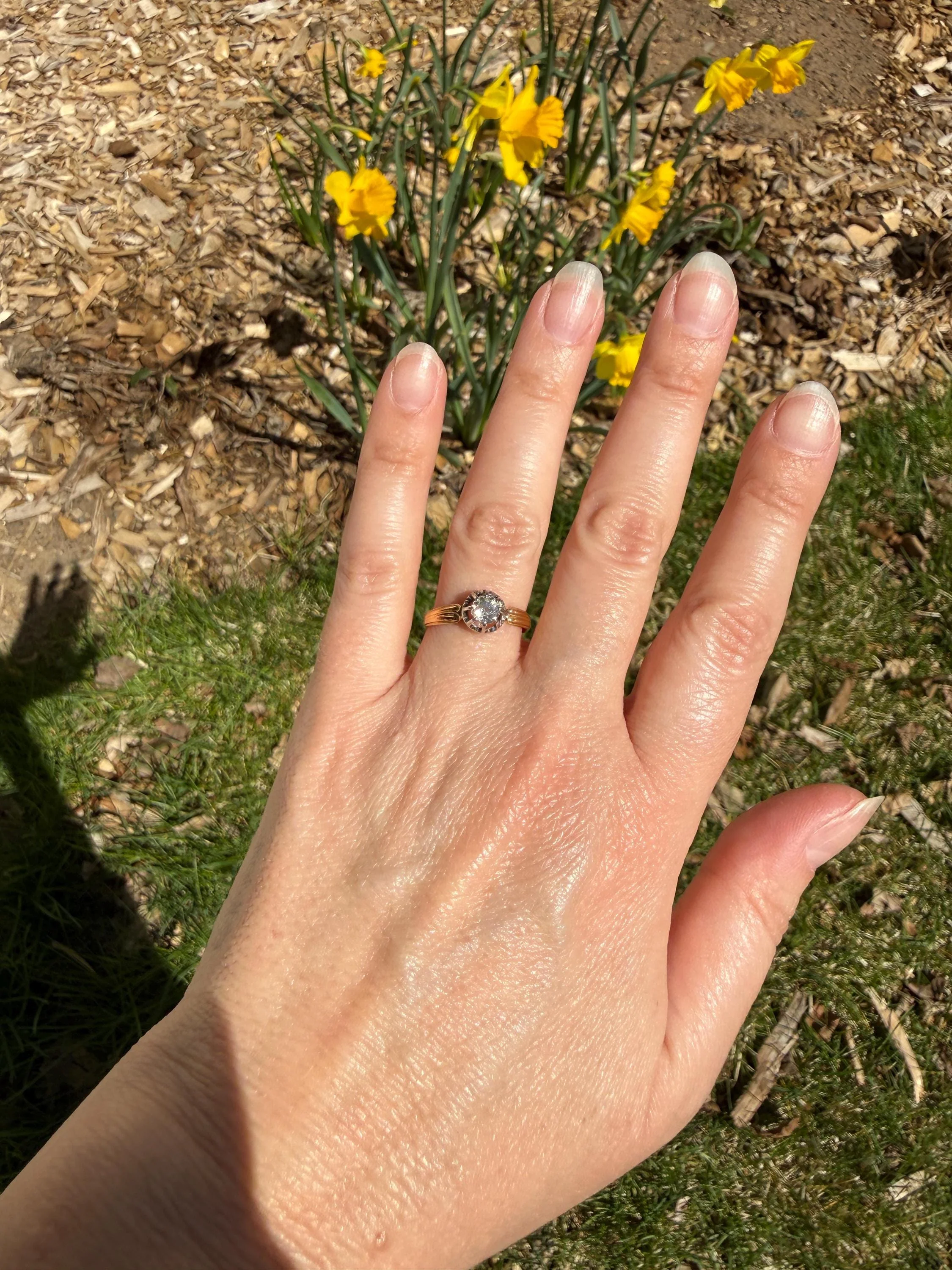 ANTIQUE .4 Carat Old MiNE Cut DIAMOND Ring 18k Gold Solitaire Engagement Minimalist Stacker OMC Warm Victorian Classic Ornate Prongs - Image 11