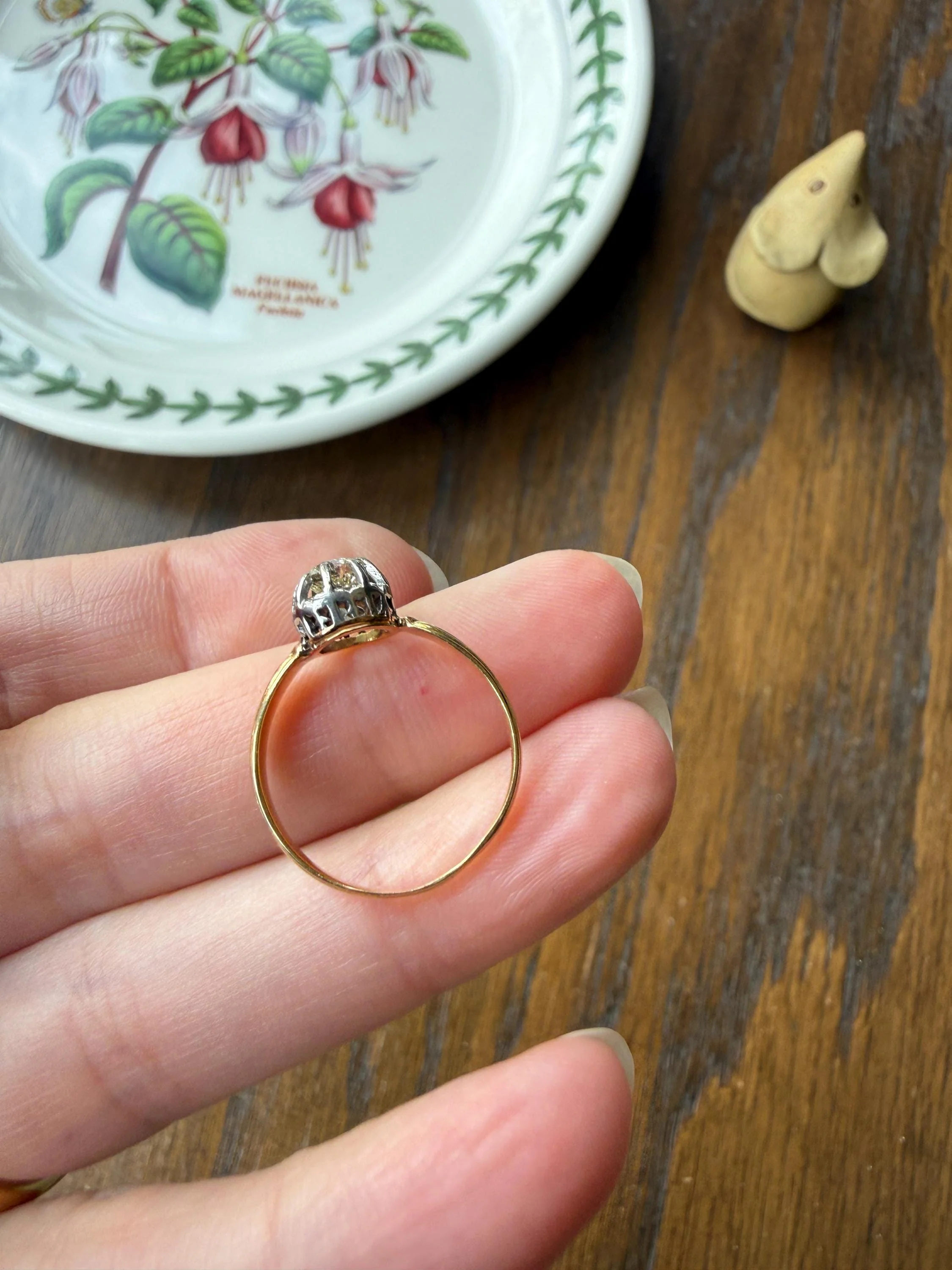 ANTIQUE .4 Carat Old MiNE Cut DIAMOND Ring 18k Gold Solitaire Engagement Minimalist Stacker OMC Warm Victorian Classic Ornate Prongs - Image 14