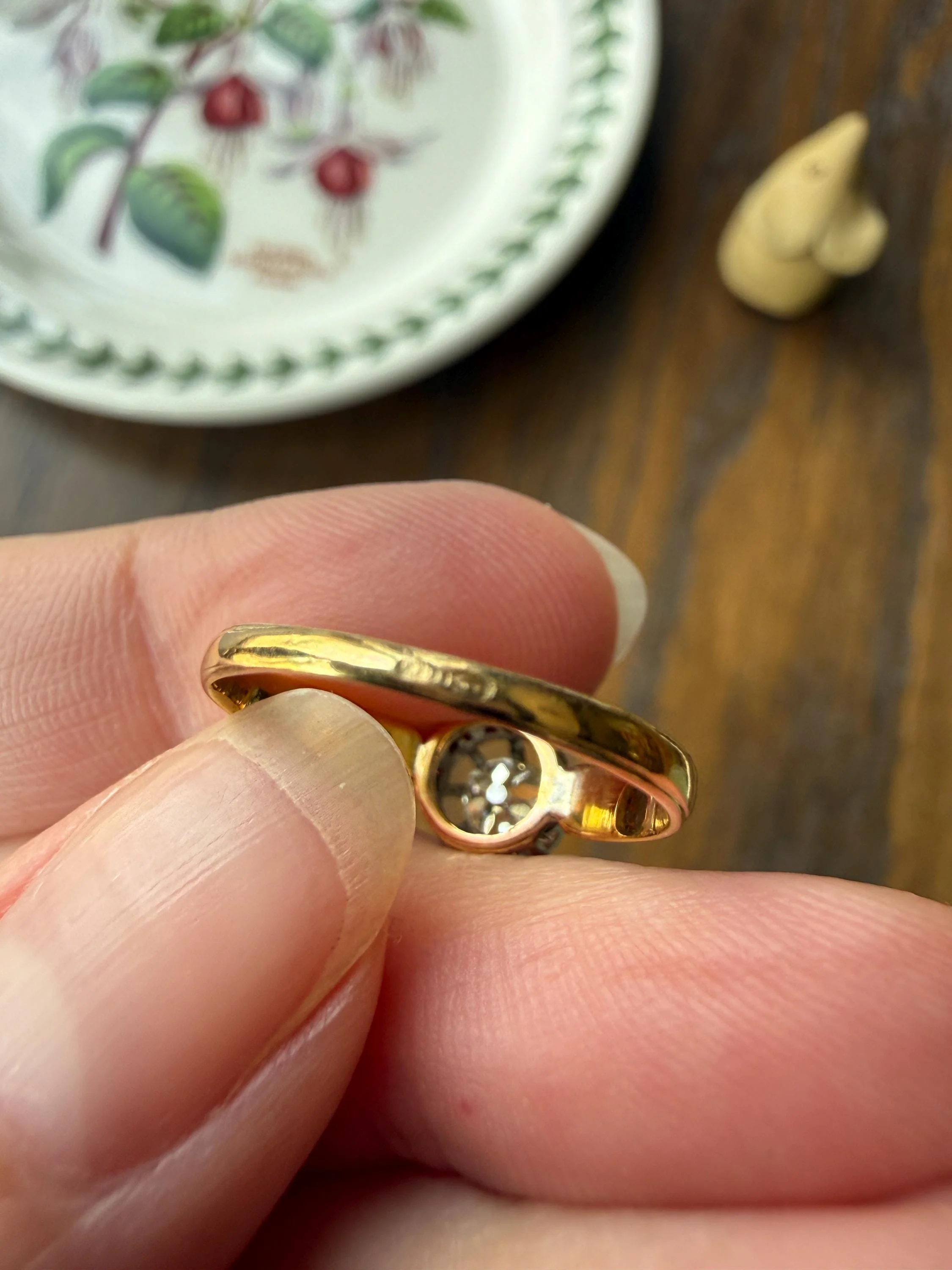 ANTIQUE .4 Carat Old MiNE Cut DIAMOND Ring 18k Gold Solitaire Engagement Minimalist Stacker OMC Warm Victorian Classic Ornate Prongs - Image 15