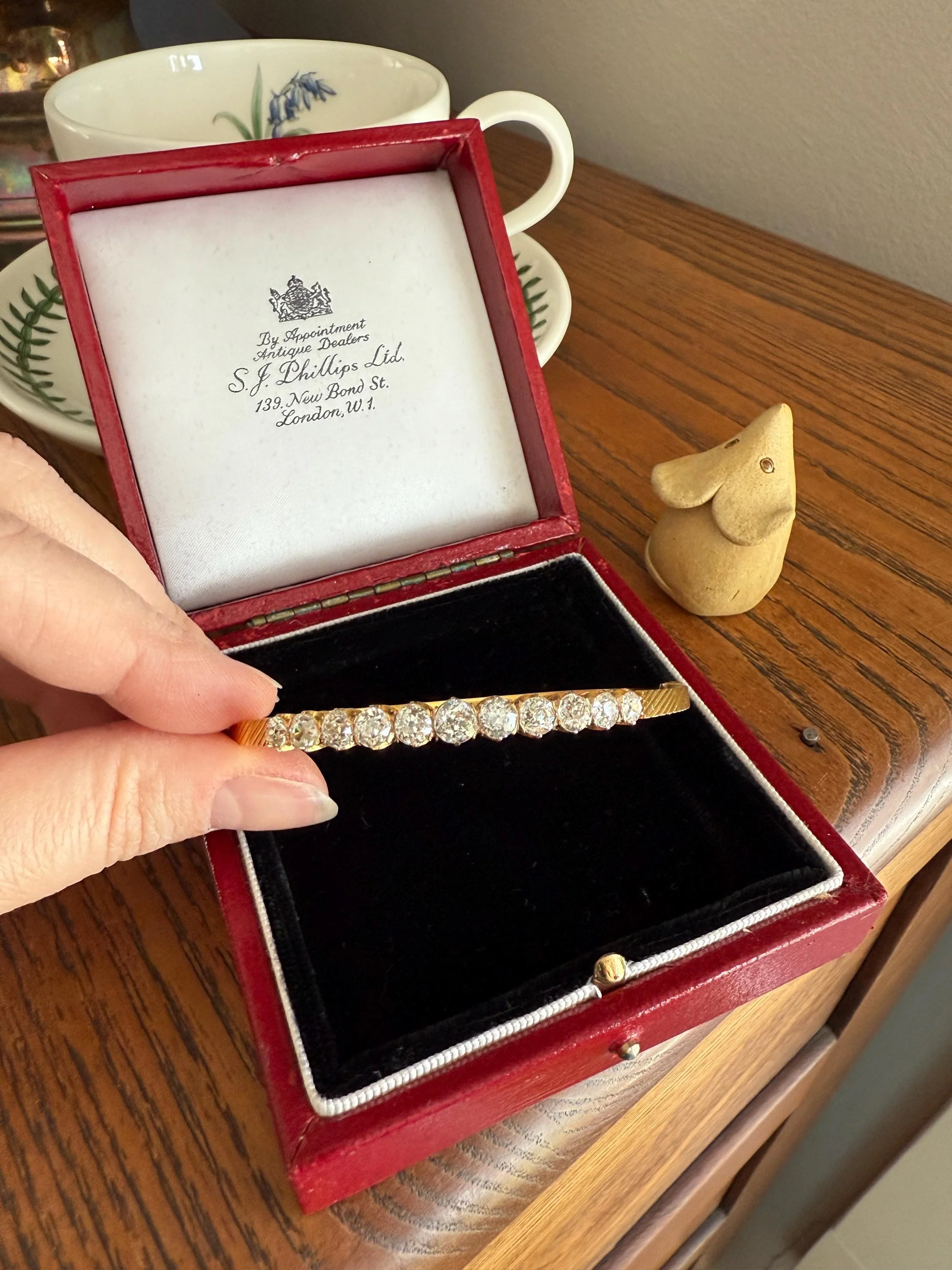 Antique 4 CARAT Old Mine Cut DIAMOND Hinged Bangle 11 Stone Line Bracelet 18k Gold Victorian 4Ctw OMC Stacker - Image 12