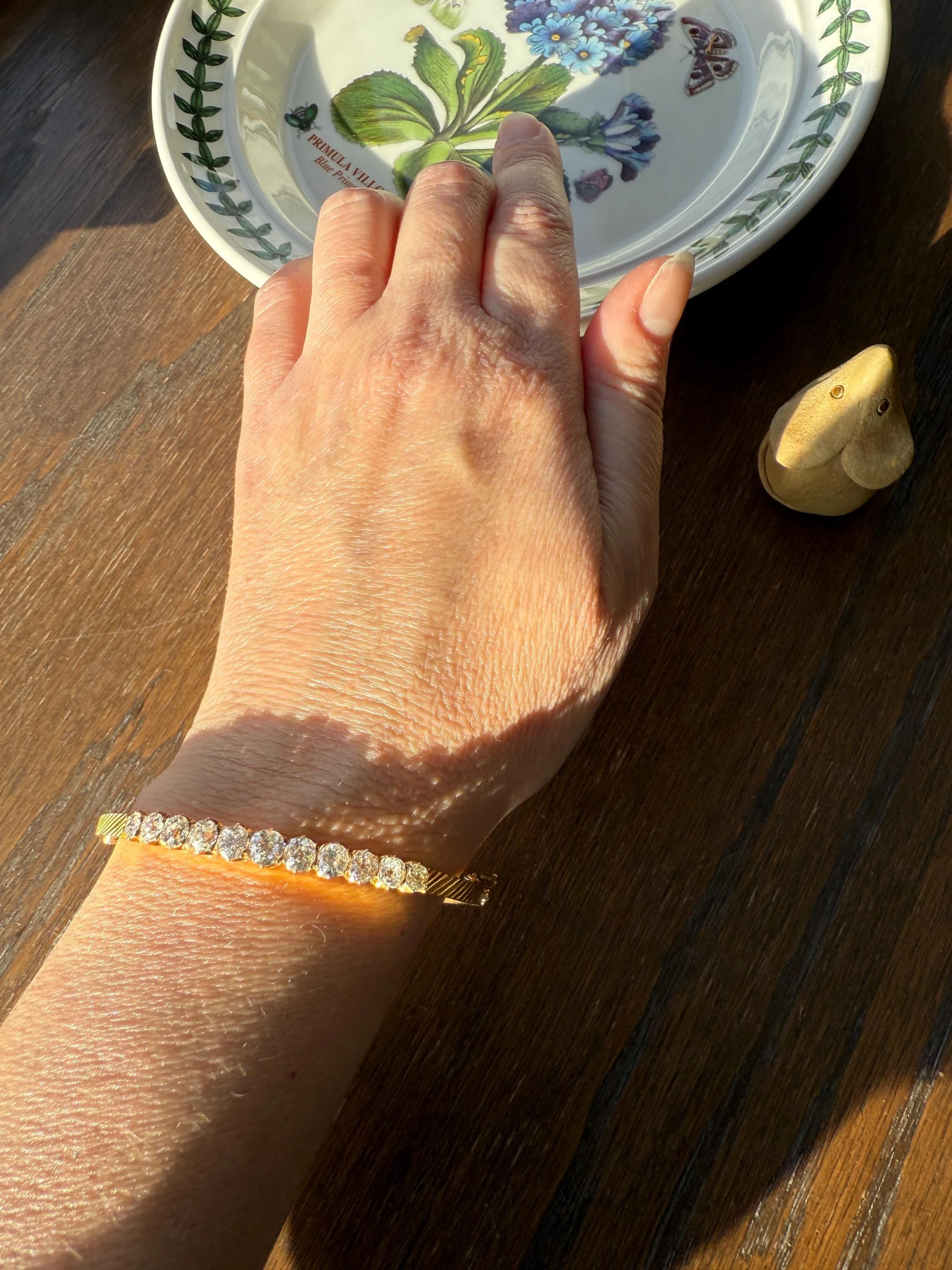 Antique 4 CARAT Old Mine Cut DIAMOND Hinged Bangle 11 Stone Line Bracelet 18k Gold Victorian 4Ctw OMC Stacker - Image 6