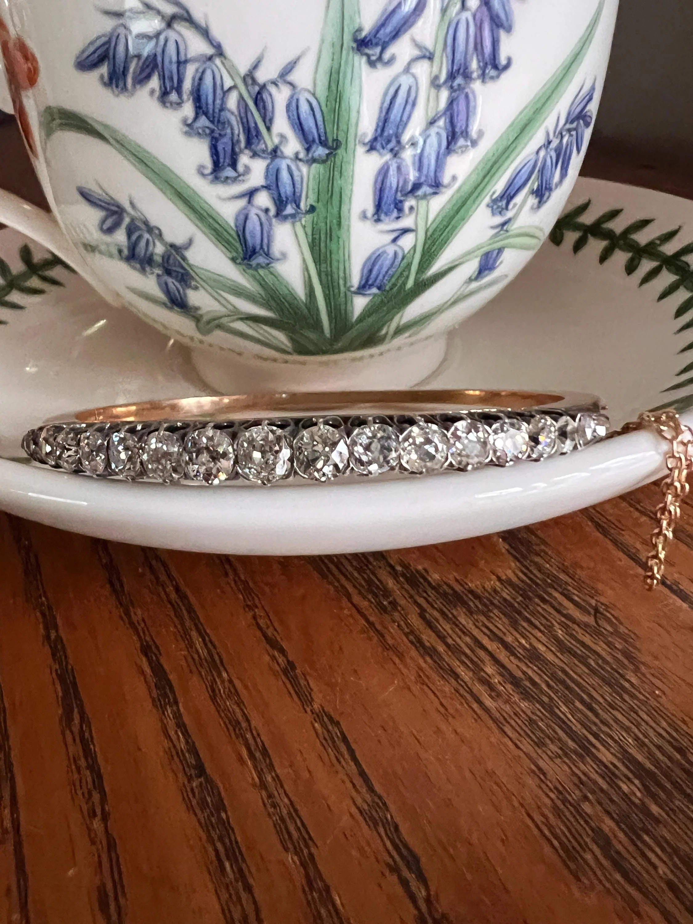 Antique 4.35 CARAT Old Mine Cut DIAMOND Encrusted Hinged Bangle Line Bracelet 18k Gold Victorian Wriststack - Image 8