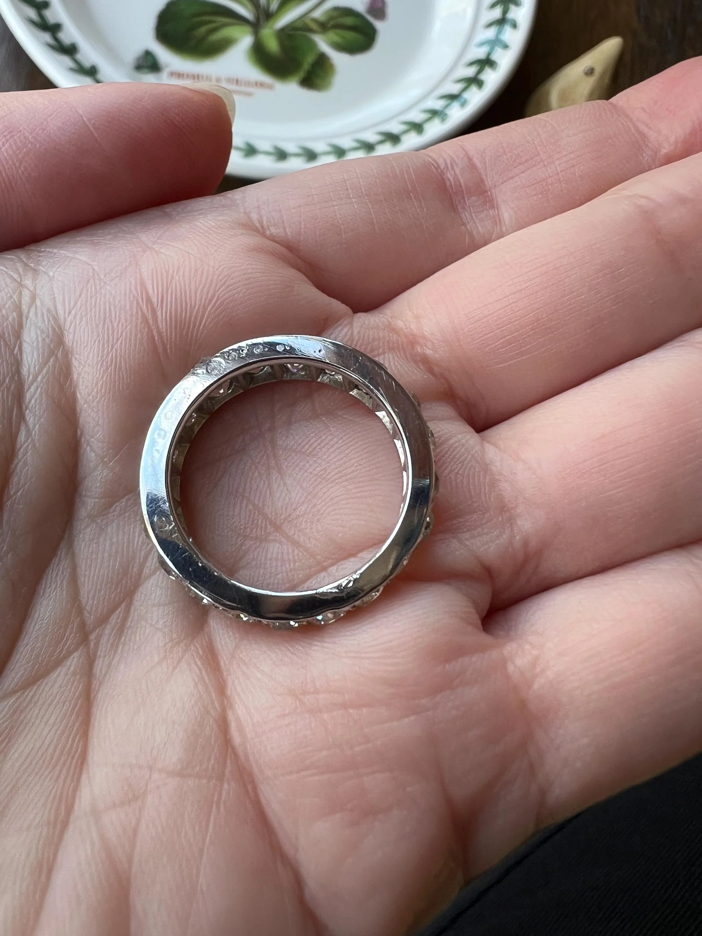 ANTIQUE 5 Carats Old Mine Cut DIAMOND Full Eternity Band PLATINUM French Ring Wedding Edwardian Stacker - Image 10