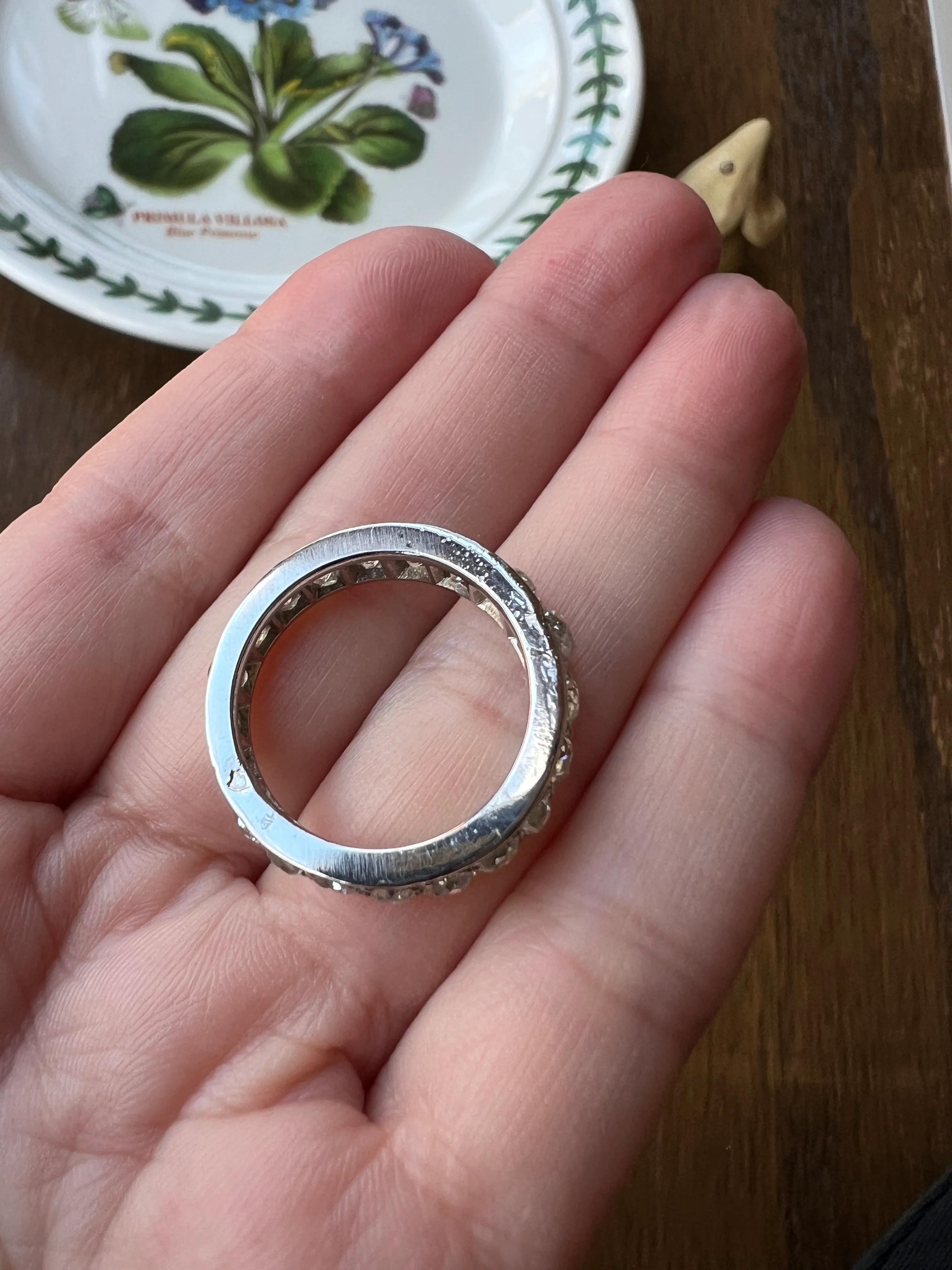 ANTIQUE 5 Carats Old Mine Cut DIAMOND Full Eternity Band PLATINUM French Ring Wedding Edwardian Stacker - Image 19