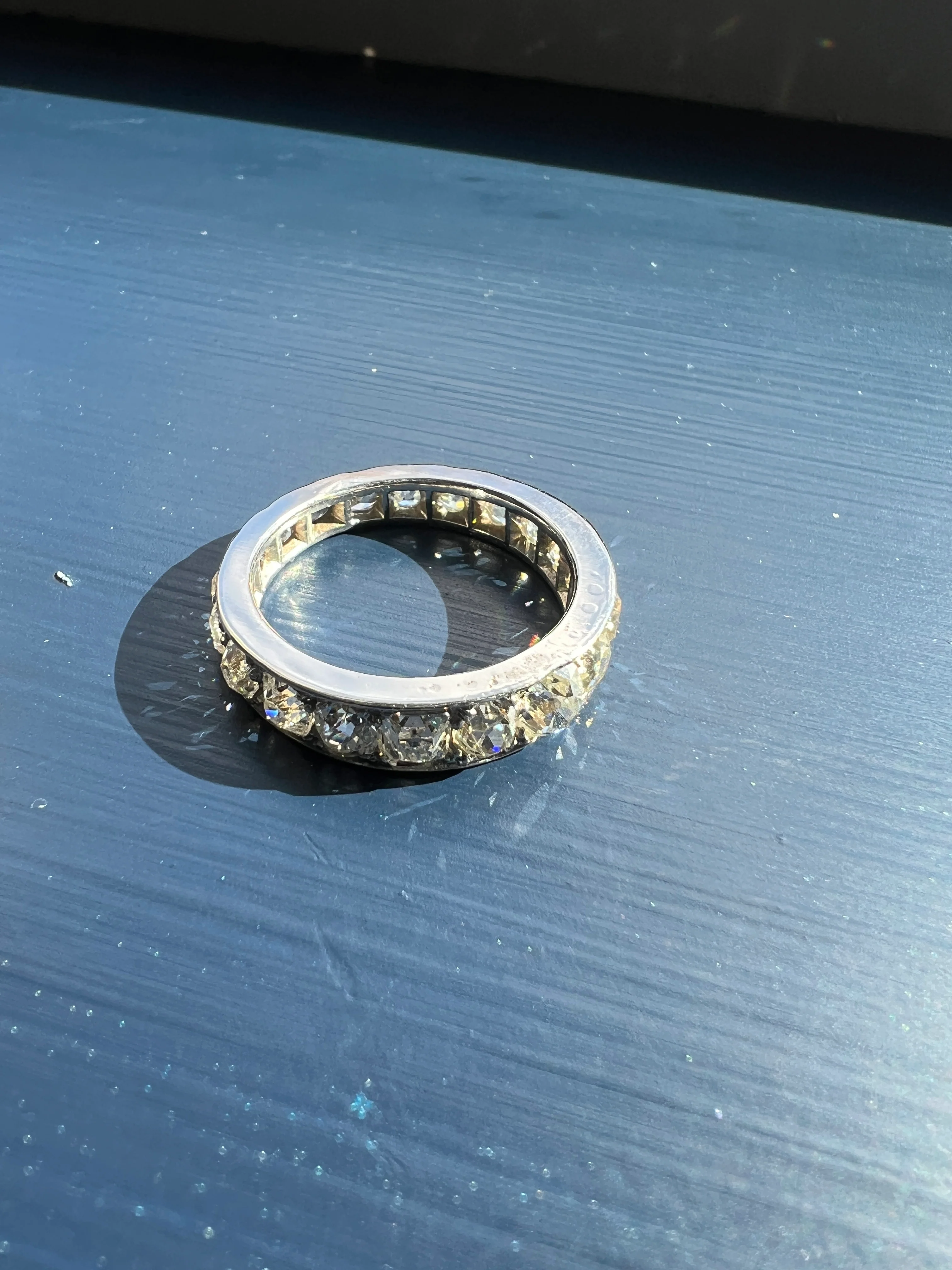 ANTIQUE 5 Carats Old Mine Cut DIAMOND Full Eternity Band PLATINUM French Ring Wedding Edwardian Stacker - Image 20