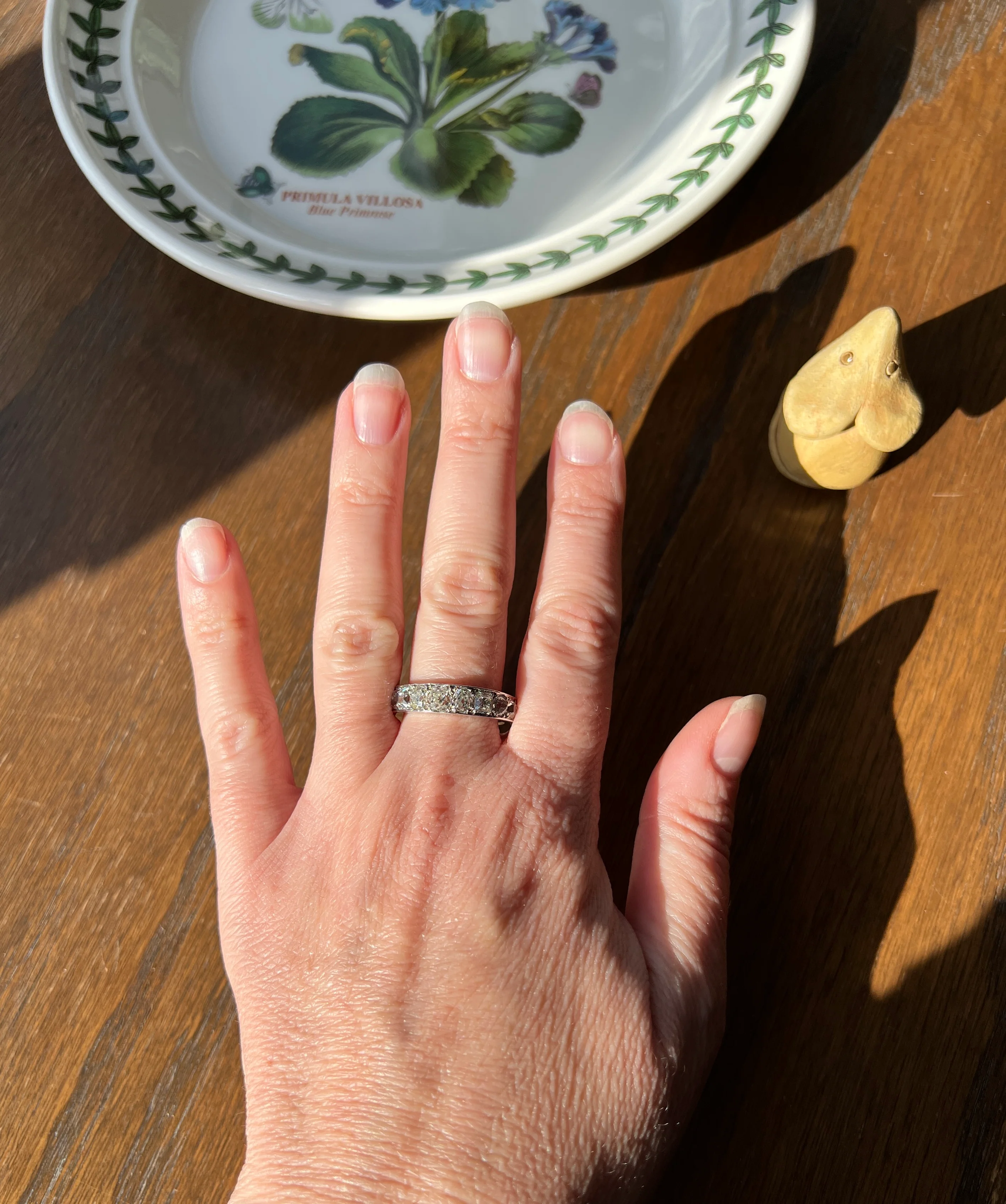 ANTIQUE 5 Carats Old Mine Cut DIAMOND Full Eternity Band PLATINUM French Ring Wedding Edwardian Stacker - Image 22