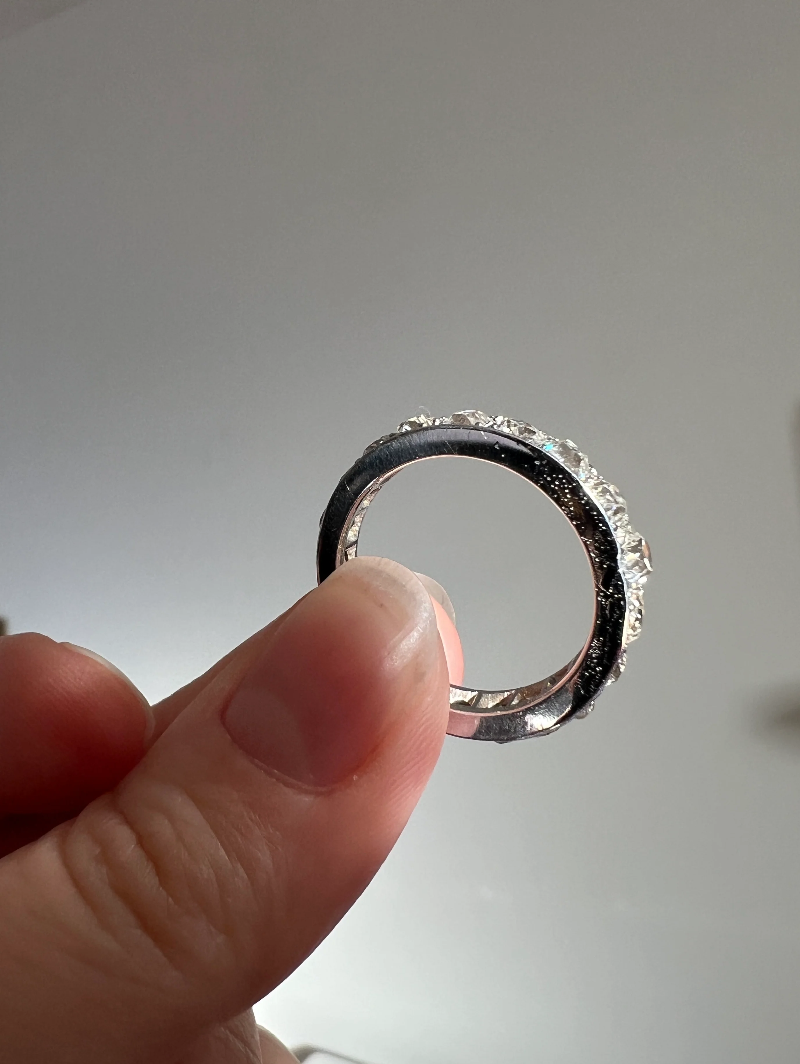 ANTIQUE 5 Carats Old Mine Cut DIAMOND Full Eternity Band PLATINUM French Ring Wedding Edwardian Stacker - Image 32