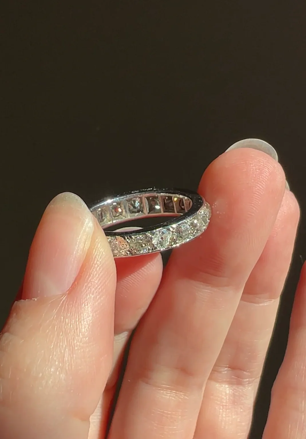 ANTIQUE 5 Carats Old Mine Cut DIAMOND Full Eternity Band PLATINUM French Ring Wedding Edwardian Stacker - Image 38