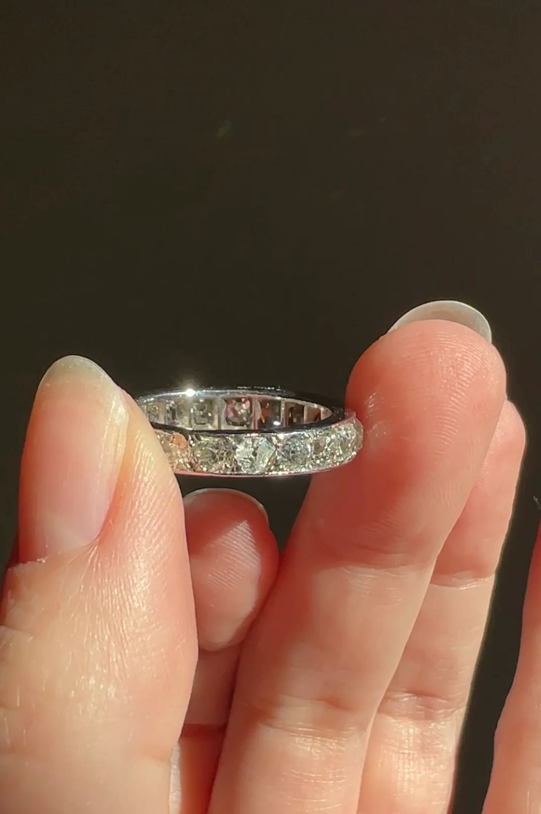ANTIQUE 5 Carats Old Mine Cut DIAMOND Full Eternity Band PLATINUM French Ring Wedding Edwardian Stacker - Image 39