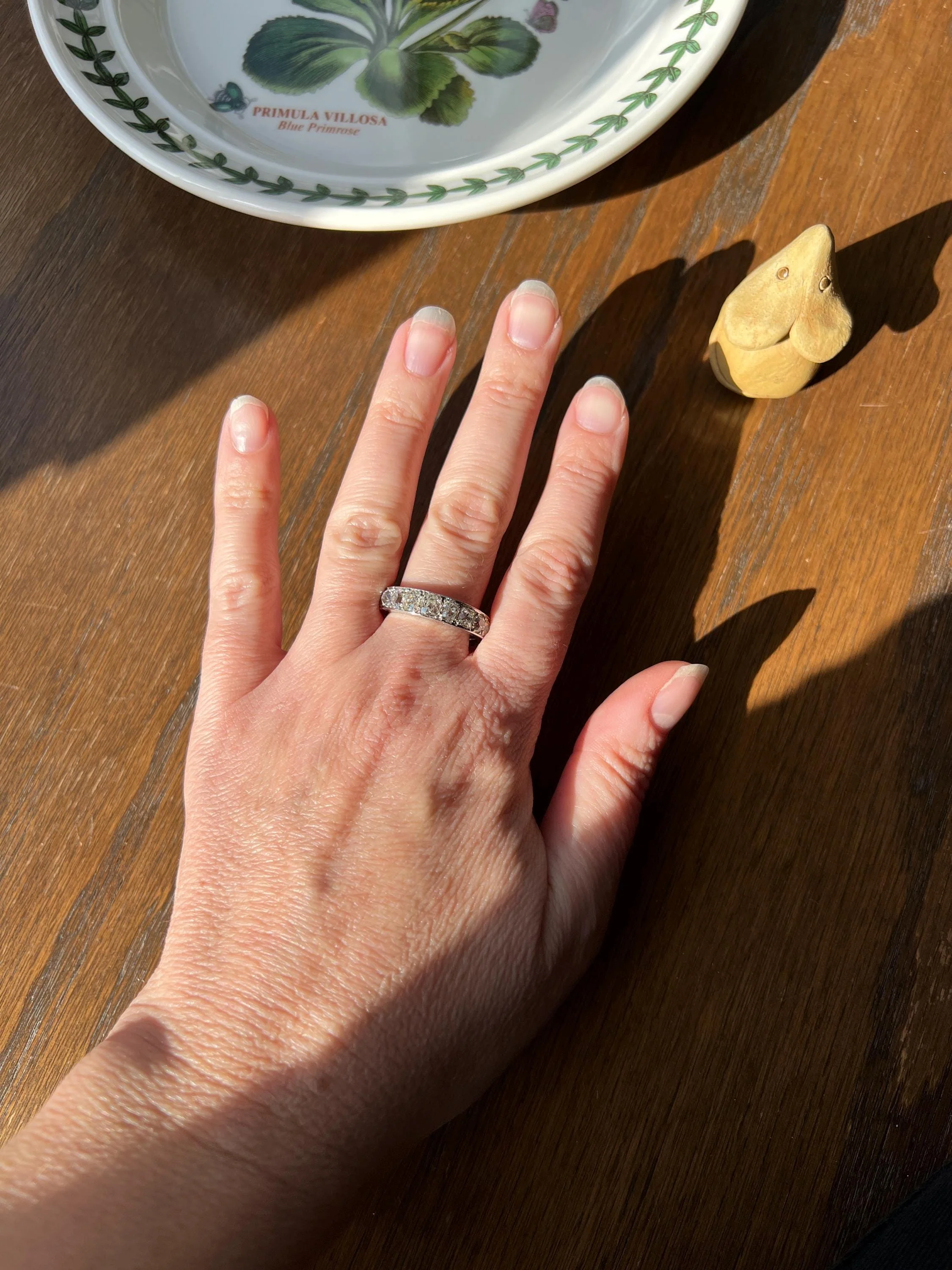 ANTIQUE 5 Carats Old Mine Cut DIAMOND Full Eternity Band PLATINUM French Ring Wedding Edwardian Stacker - Image 8