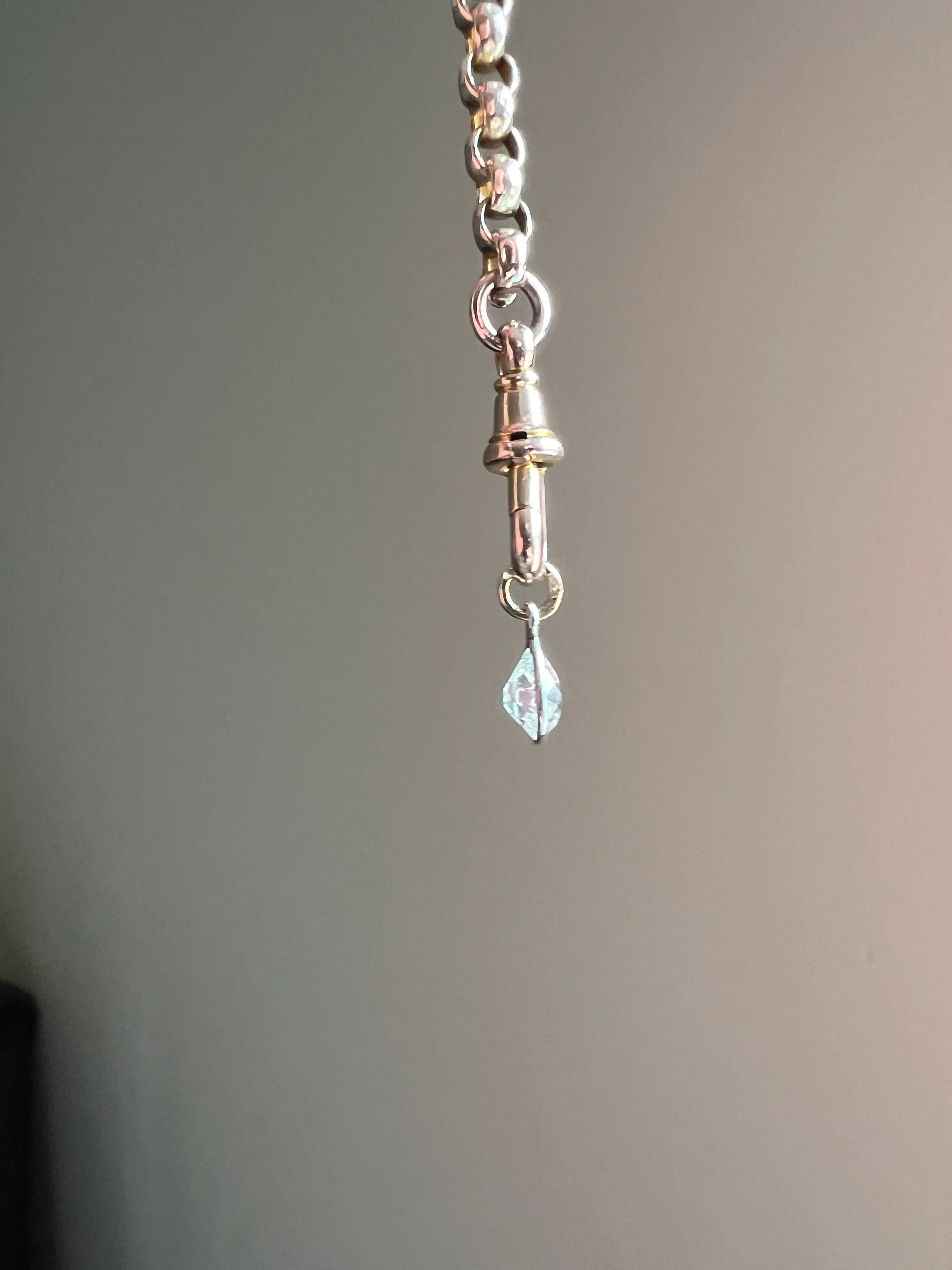 Antique .54 Carat PEAR Natural Old Mine Cut DIAMOND Chunky Dangle Pendant 18k White Gold 9k YG Loop Minimalist Bracelet Necklace Charm - Image 14