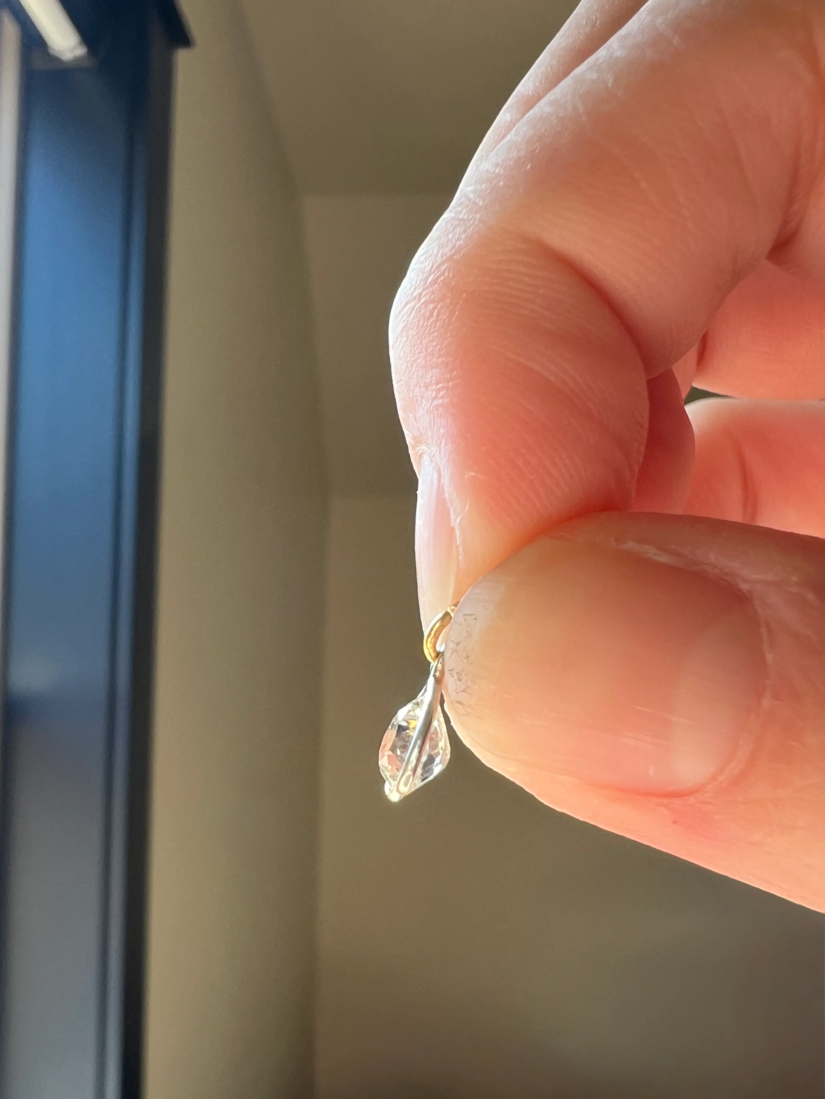 Antique .54 Carat PEAR Natural Old Mine Cut DIAMOND Chunky Dangle Pendant 18k White Gold 9k YG Loop Minimalist Bracelet Necklace Charm - Image 15