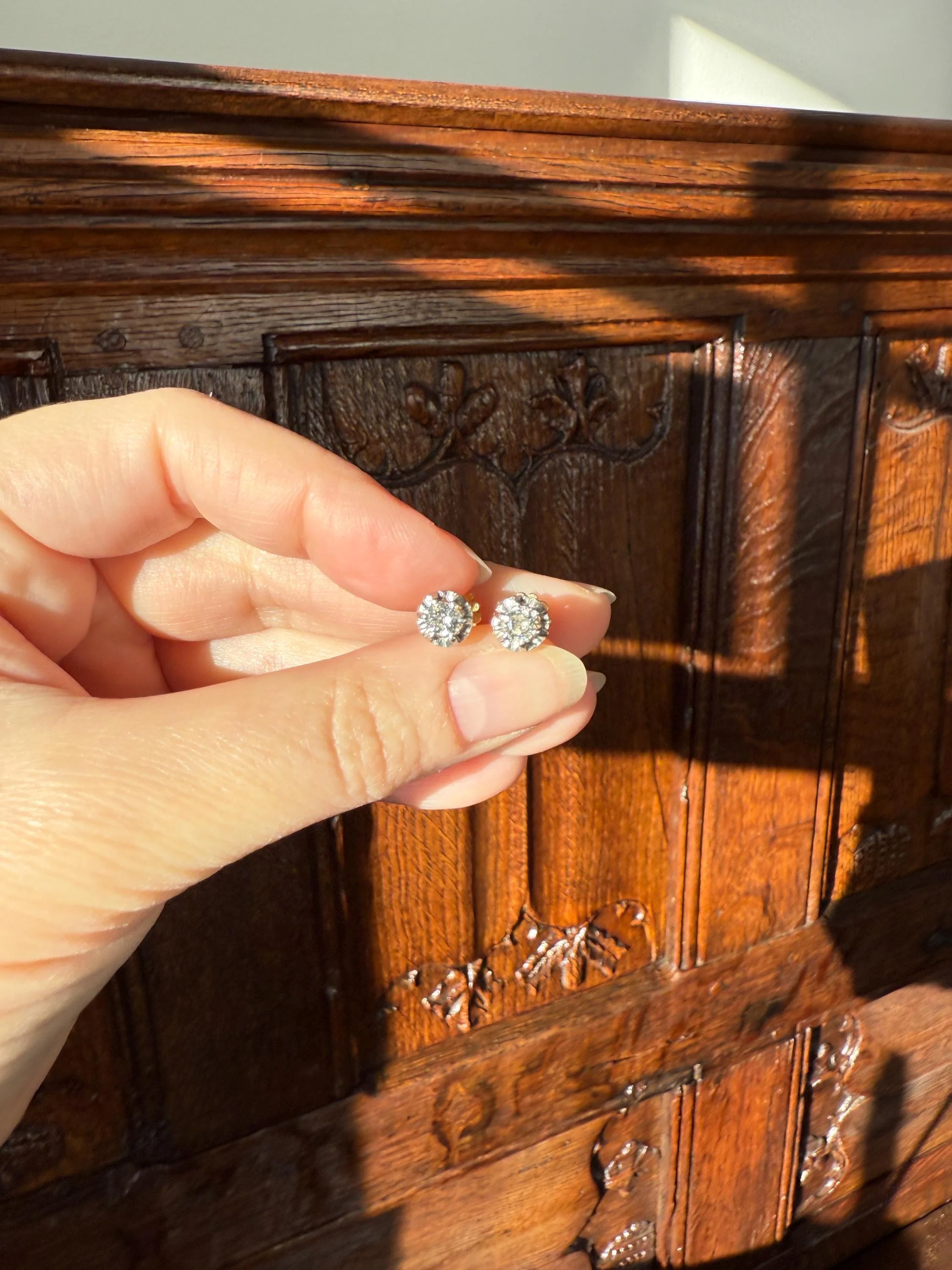 Antique .56 Carat Tdw Old Mine Cut DIAMOND Studs 18k Gold Screw Back Stud EARRINGS French Romantic Gift Belle Epoque Bridal Minimalist - Image 9