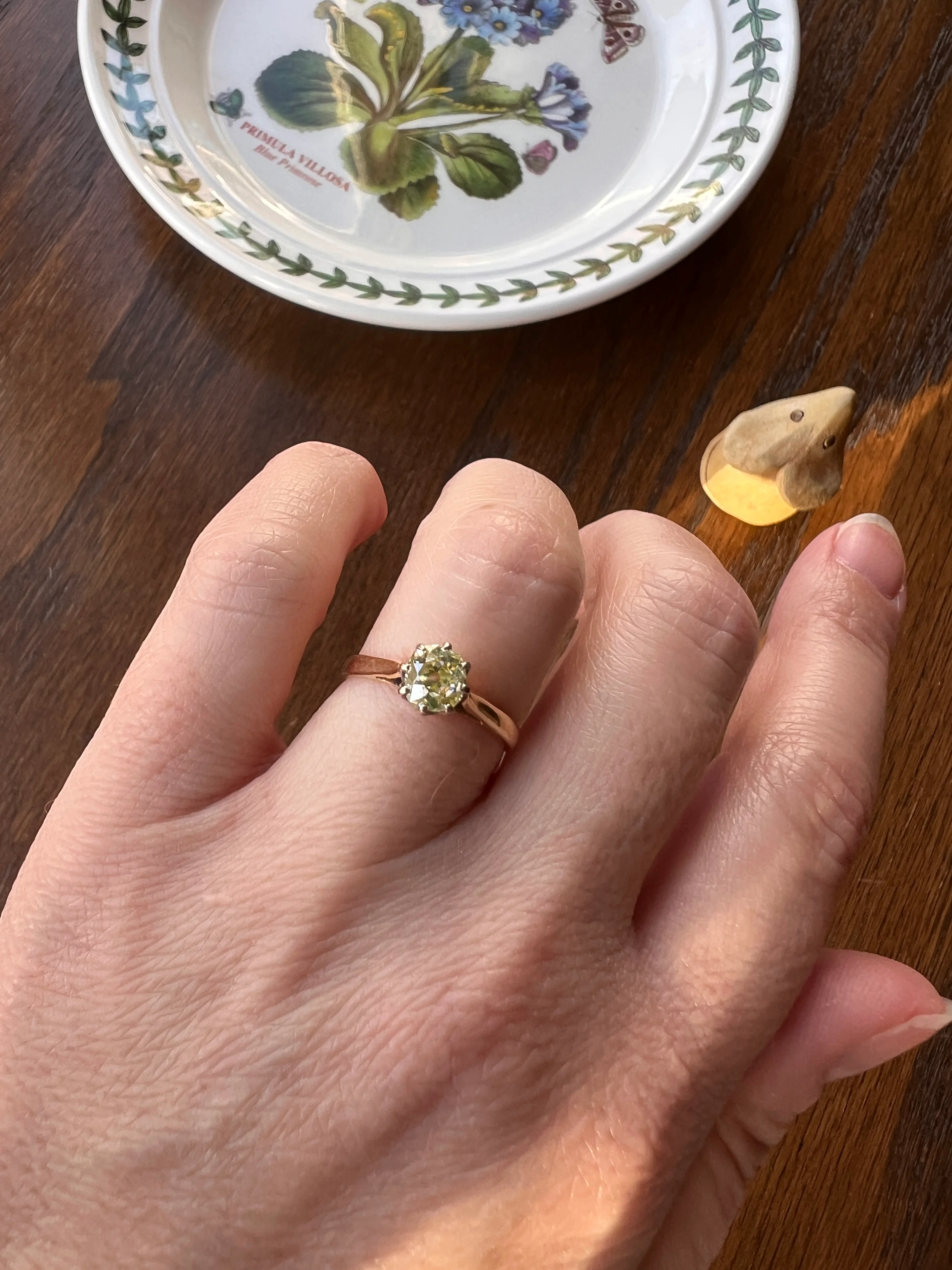 Antique .6 Carat Fancy Green YELLOW Old Mine Cut DIAMOND Ring 14k Gold Platinum Engagement Solitaire .6Ctw OmC - Image 14