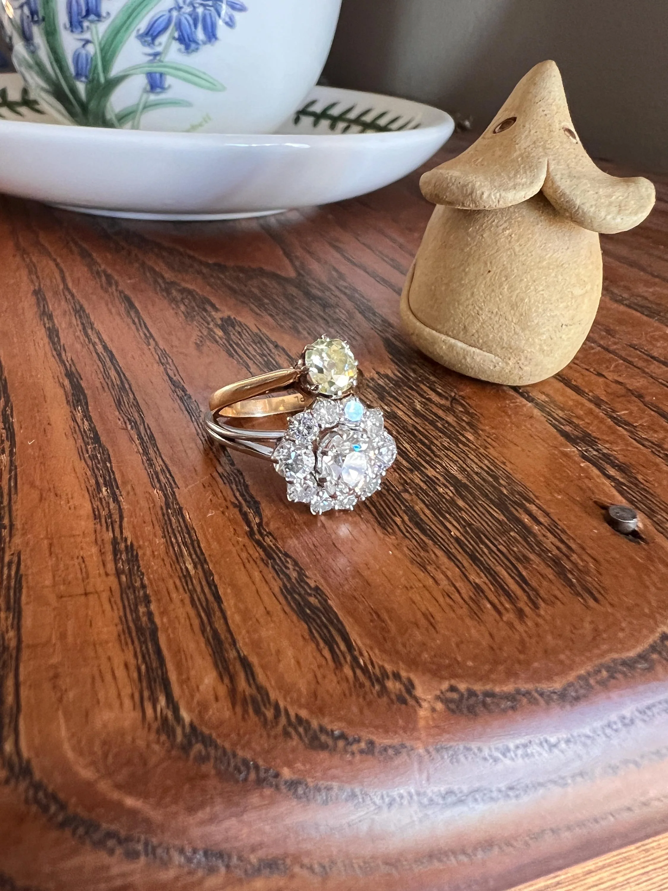 Antique .6 Carat Fancy Green YELLOW Old Mine Cut DIAMOND Ring 14k Gold Platinum Engagement Solitaire .6Ctw OmC - Image 4