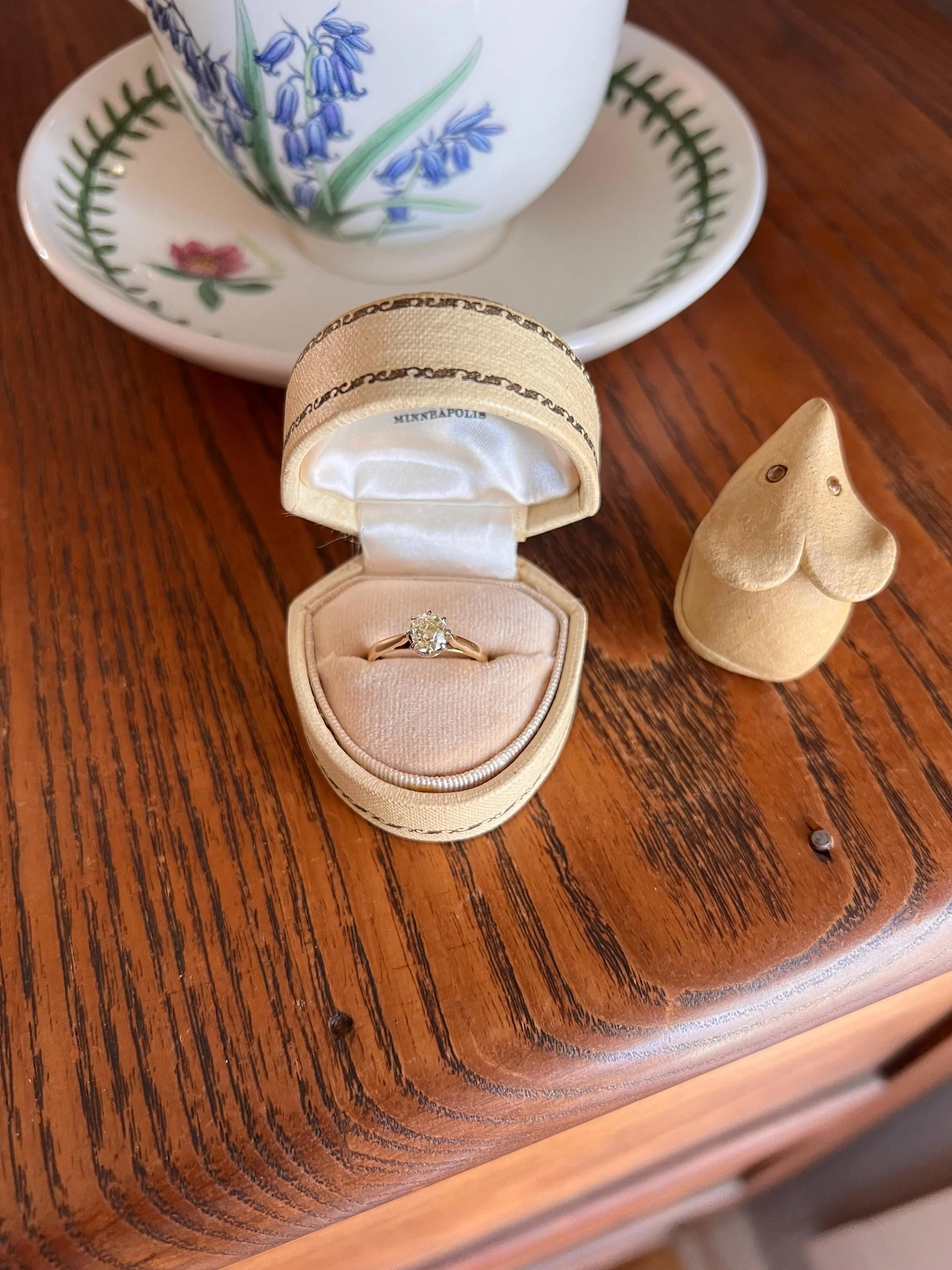 Antique .6 Carat Fancy Green YELLOW Old Mine Cut DIAMOND Ring 14k Gold Platinum Engagement Solitaire .6Ctw OmC - Image 5