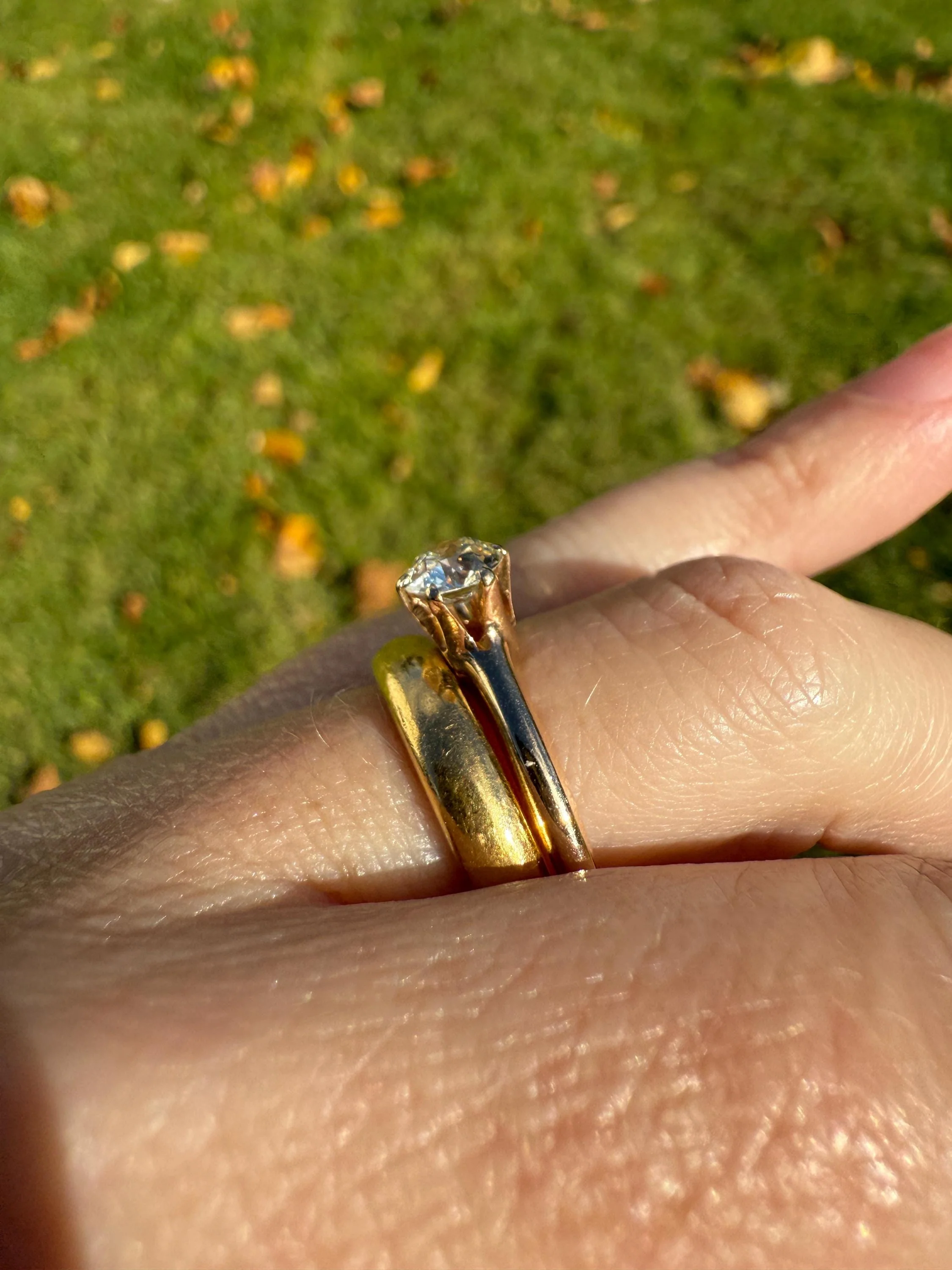 Antique .6 Carat Old European Cut DIAMOND Solitaire Engagement Ring Stacker 14k Yellow Gold Wedding Something Old Daily Wear Prong Set Gift - Image 10