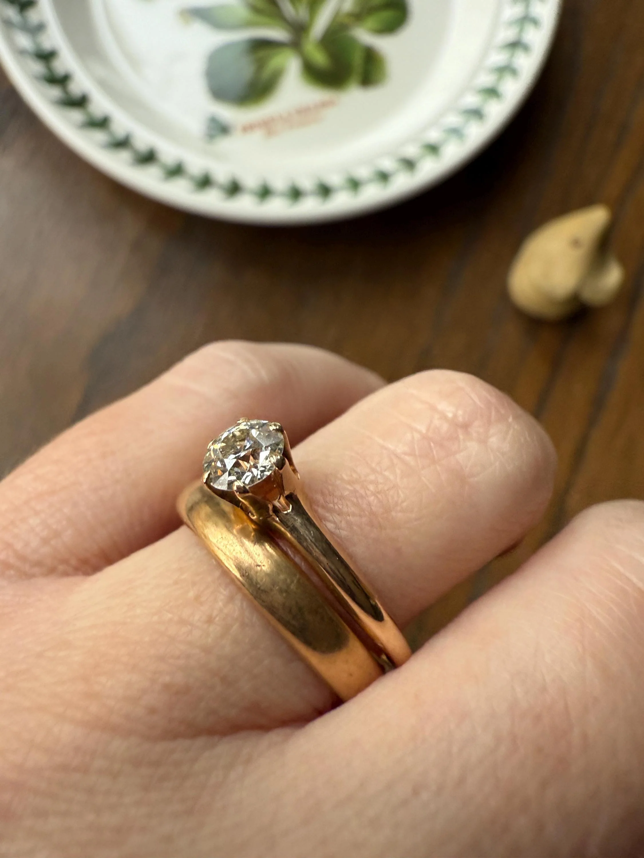 Antique .6 Carat Old European Cut DIAMOND Solitaire Engagement Ring Stacker 14k Yellow Gold Wedding Something Old Daily Wear Prong Set Gift - Image 18