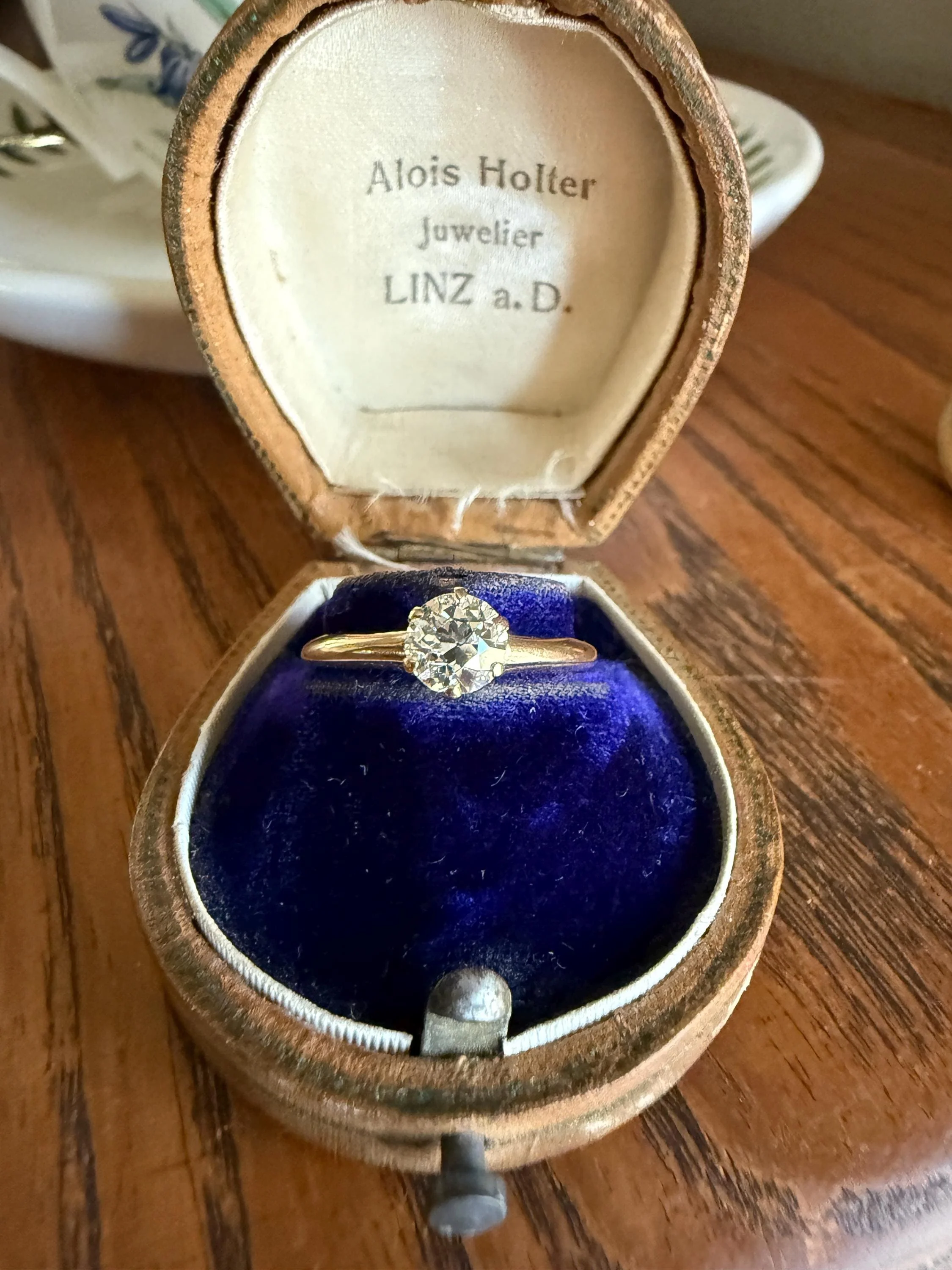 Antique .6 Carat Old European Cut DIAMOND Solitaire Engagement Ring Stacker 14k Yellow Gold Wedding Something Old Daily Wear Prong Set Gift - Image 3