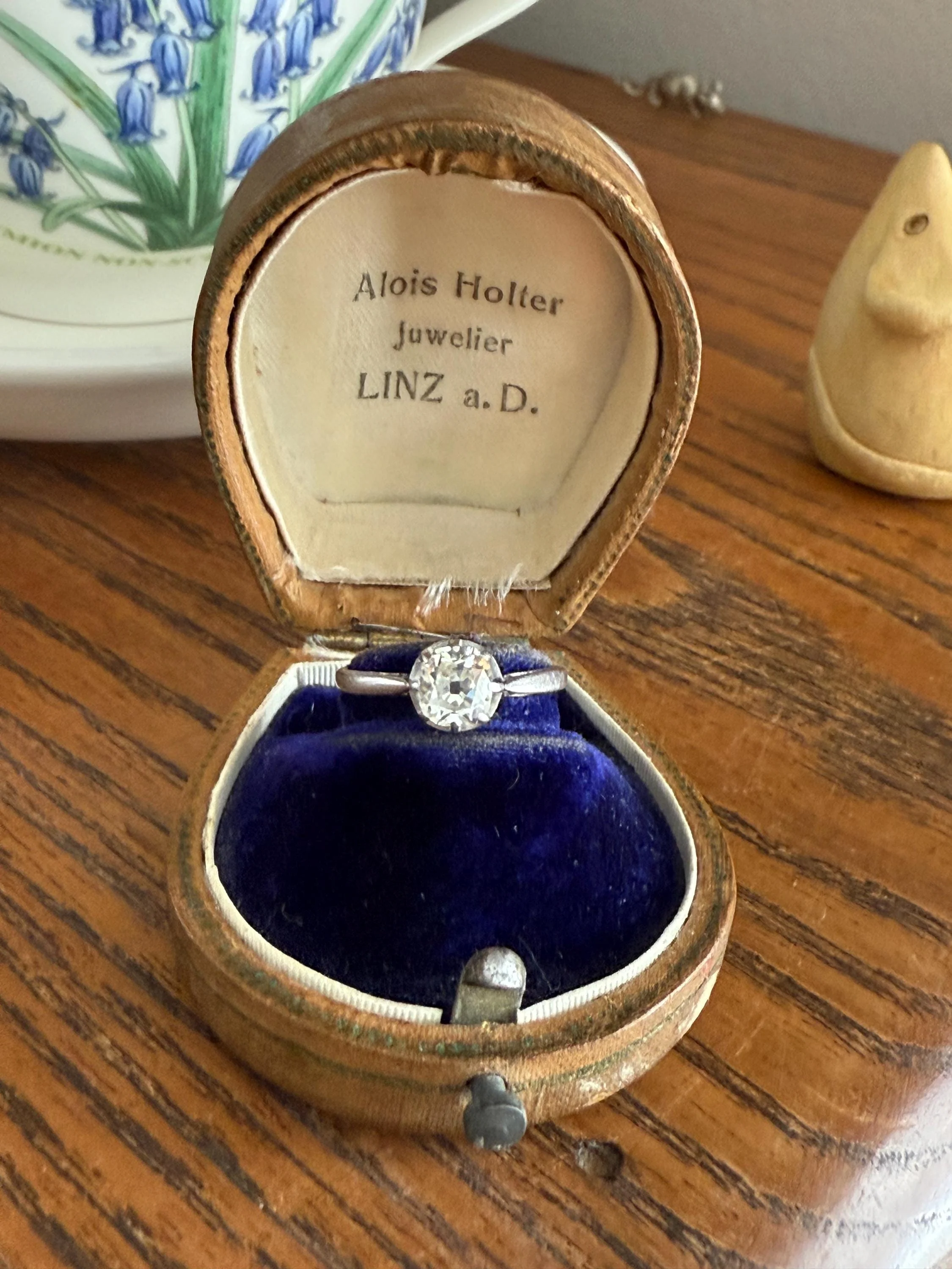Antique .6 Carat Old Mine Cut Diamond Solitaire Ring Platinum Edwardian Engagement Ring Solitaire Band Stacker - Image 10