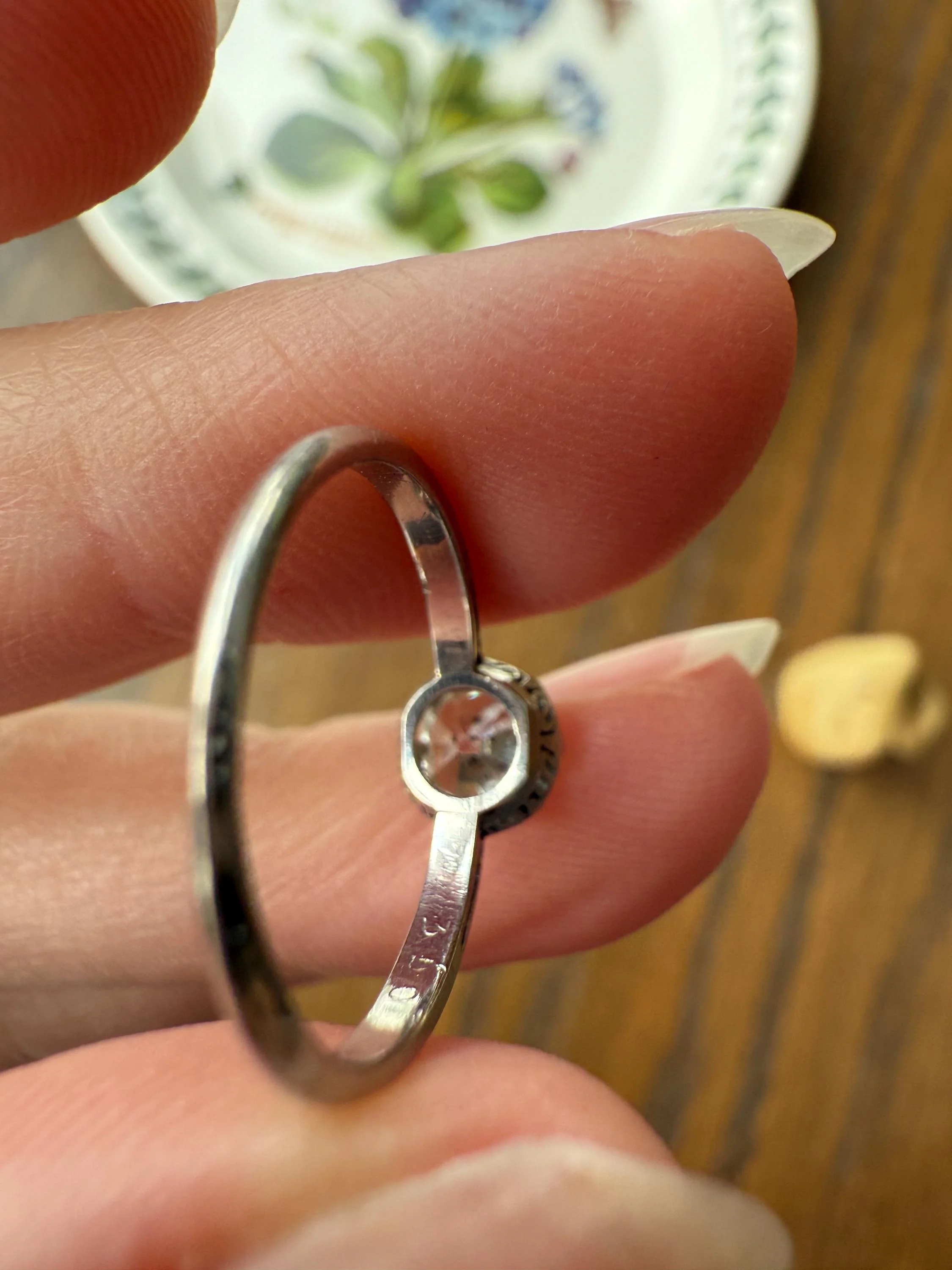 Antique .6 Carat Old Mine Cut Diamond Solitaire Ring Platinum Edwardian Engagement Ring Solitaire Band Stacker - Image 18