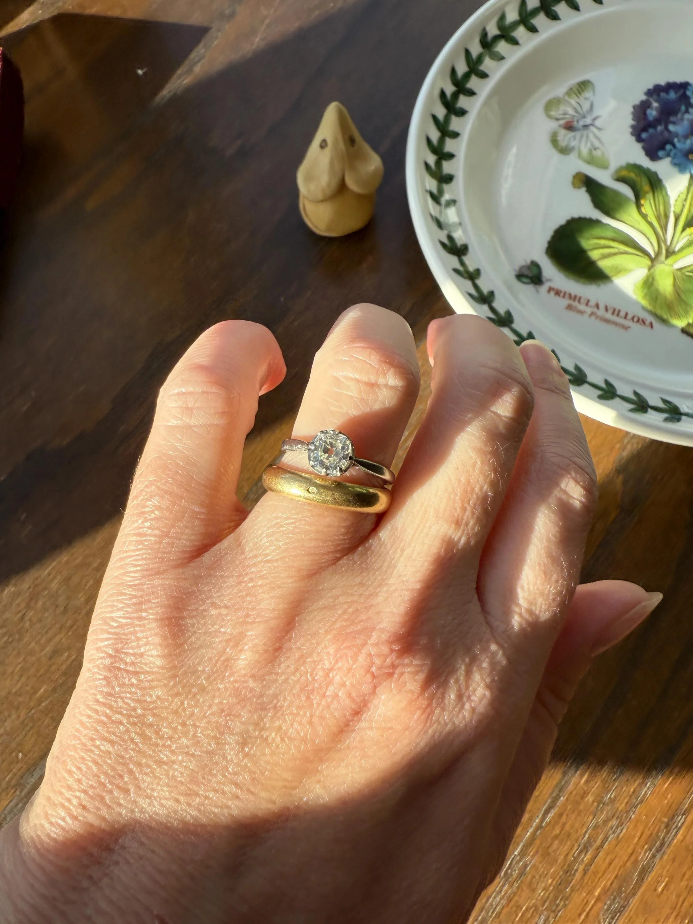 Antique .6 Carat Old Mine Cut Diamond Solitaire Ring Platinum Edwardian Engagement Ring Solitaire Band Stacker - Image 4