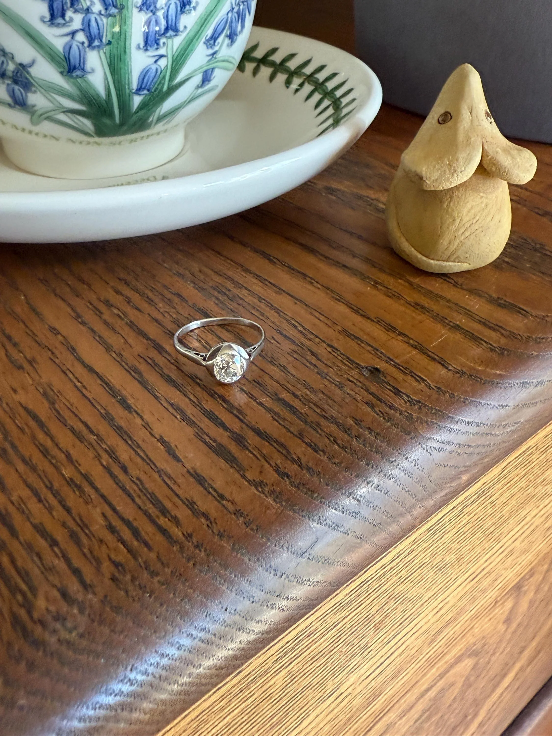 Antique .67 Carat Old Mine Cut DIAMOND Ring Edwardian Era French Platinum Solitaire Engagement Stacker Bezel Halo Setting OMC .67ctw - Image 10
