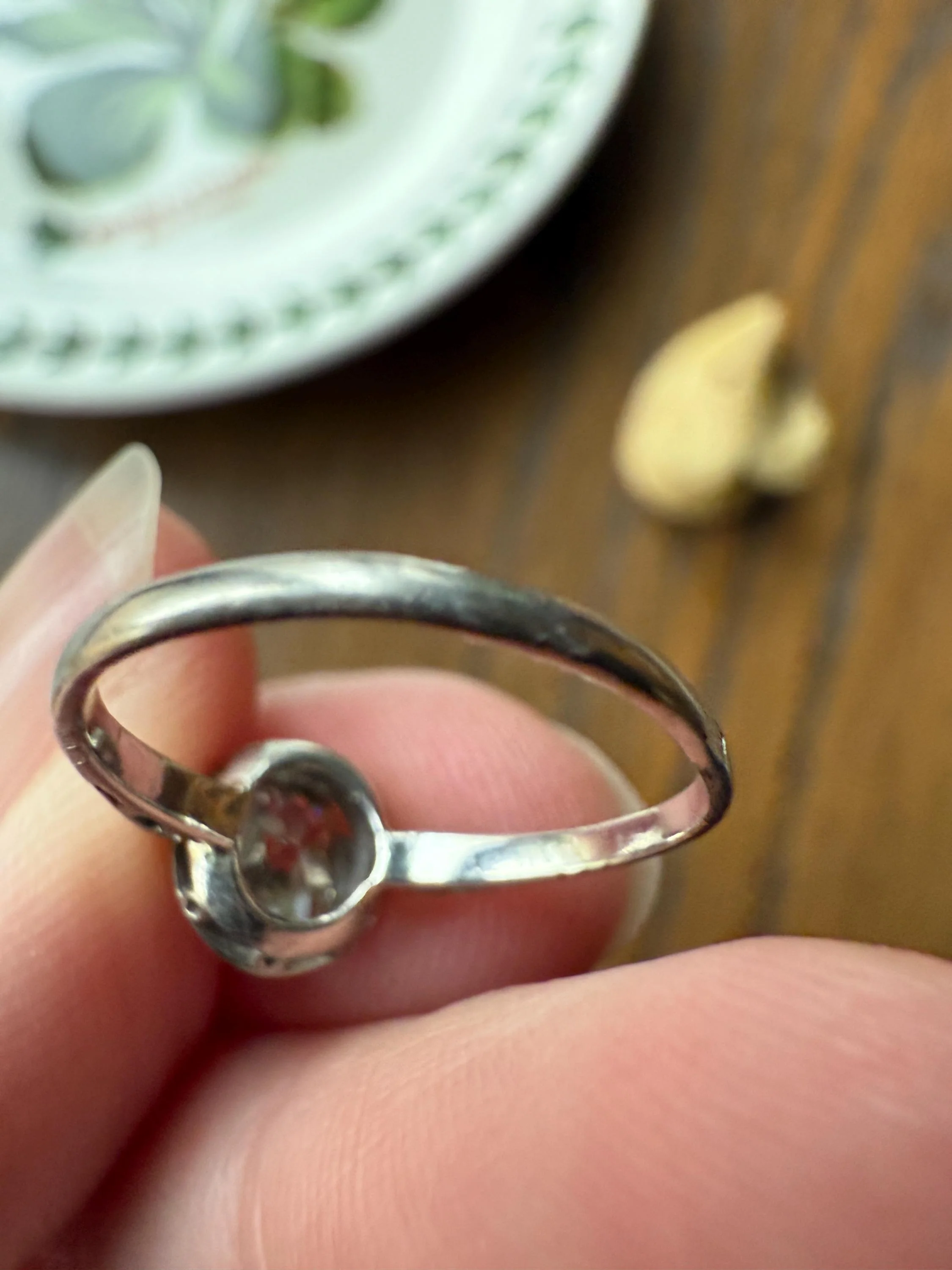 Antique .67 Carat Old Mine Cut DIAMOND Ring Edwardian Era French Platinum Solitaire Engagement Stacker Bezel Halo Setting OMC .67ctw - Image 14