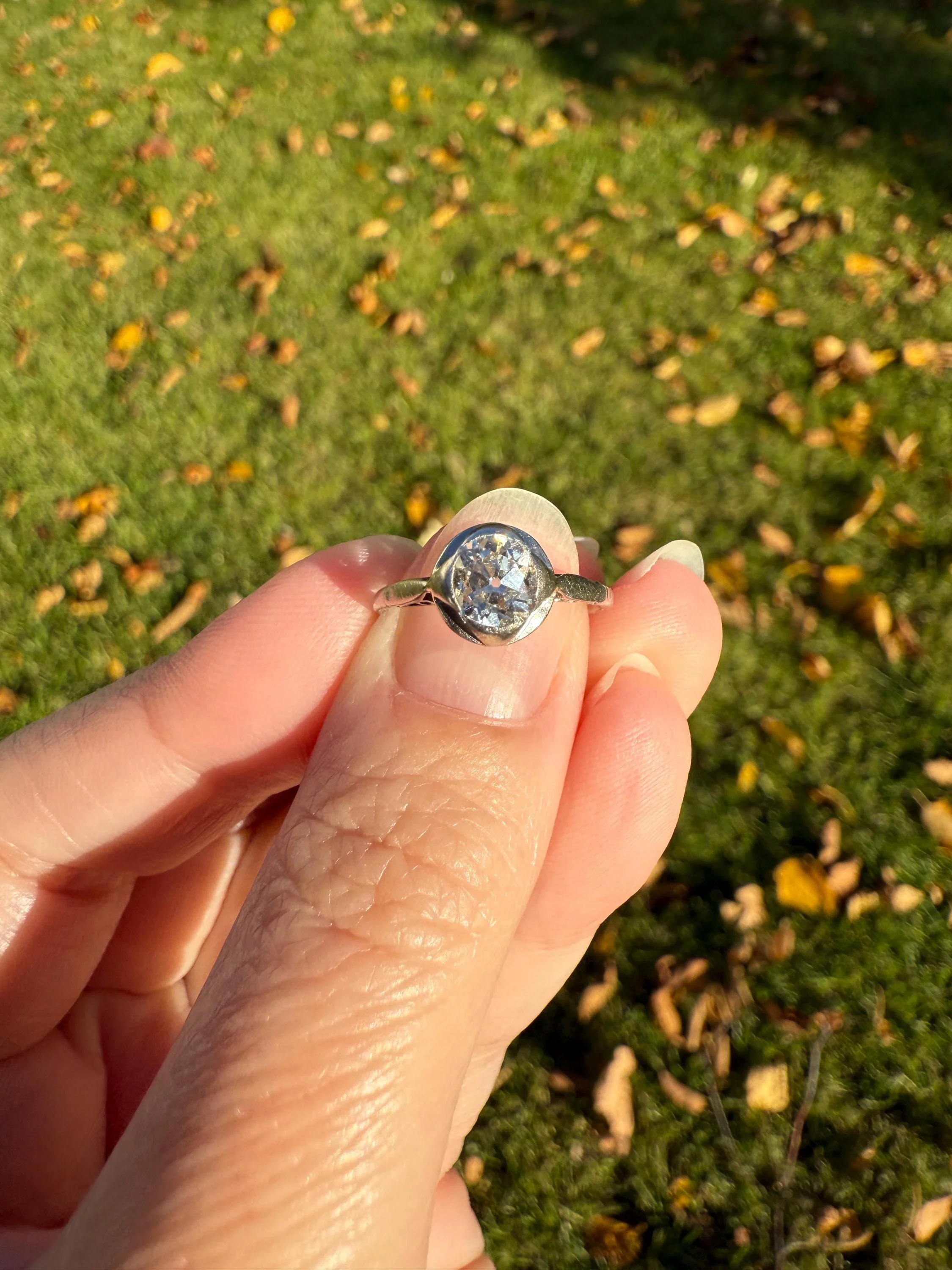 Antique .67 Carat Old Mine Cut DIAMOND Ring Edwardian Era French Platinum Solitaire Engagement Stacker Bezel Halo Setting OMC .67ctw - Image 9