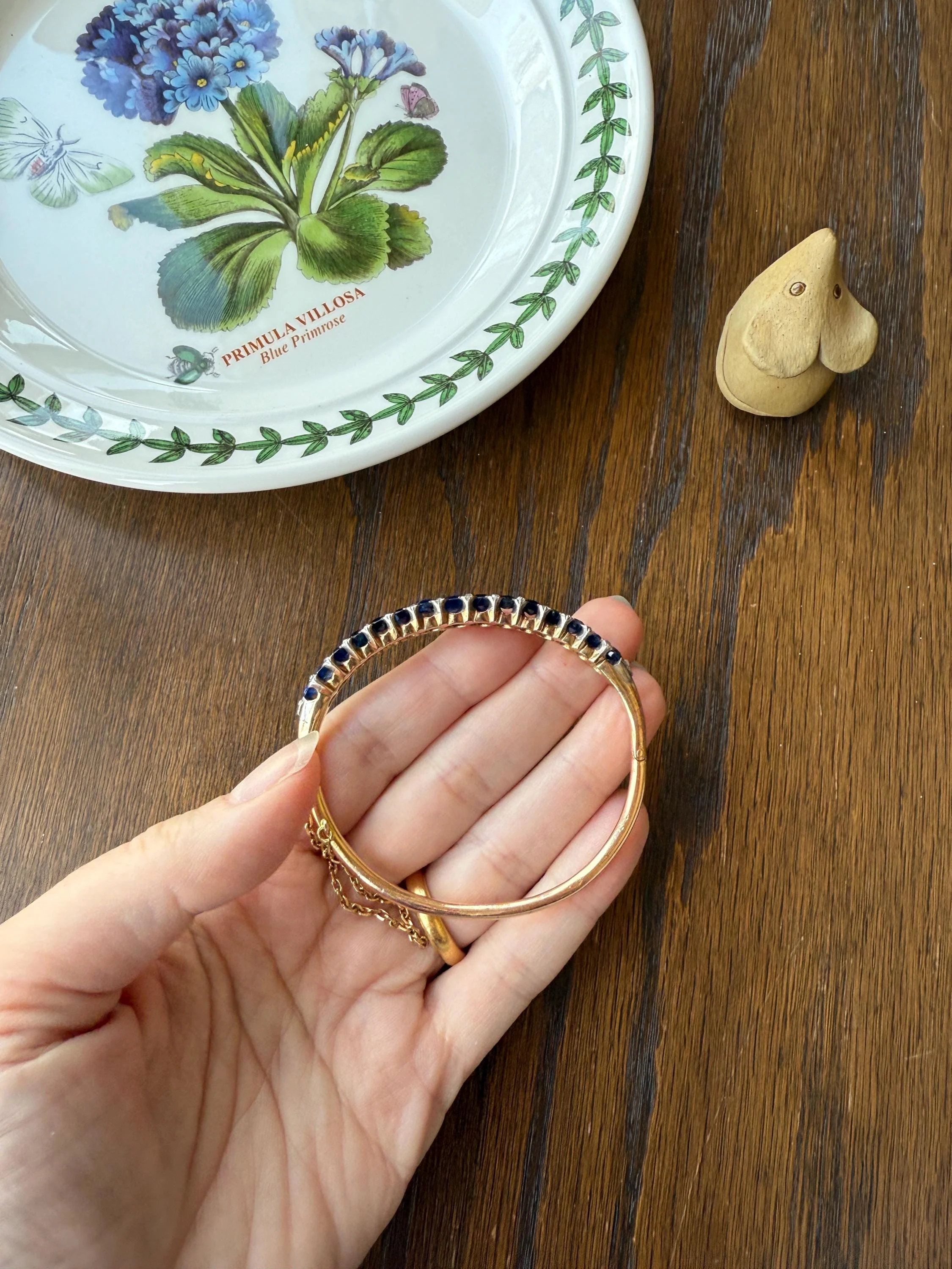 Antique 7 CARAT Natural SAPPHIRE Encrusted Hinged Bangle Bracelet 18k Gold Silver Rose Cut Spacers Gemset Prong Victorian Wriststack - Image 18