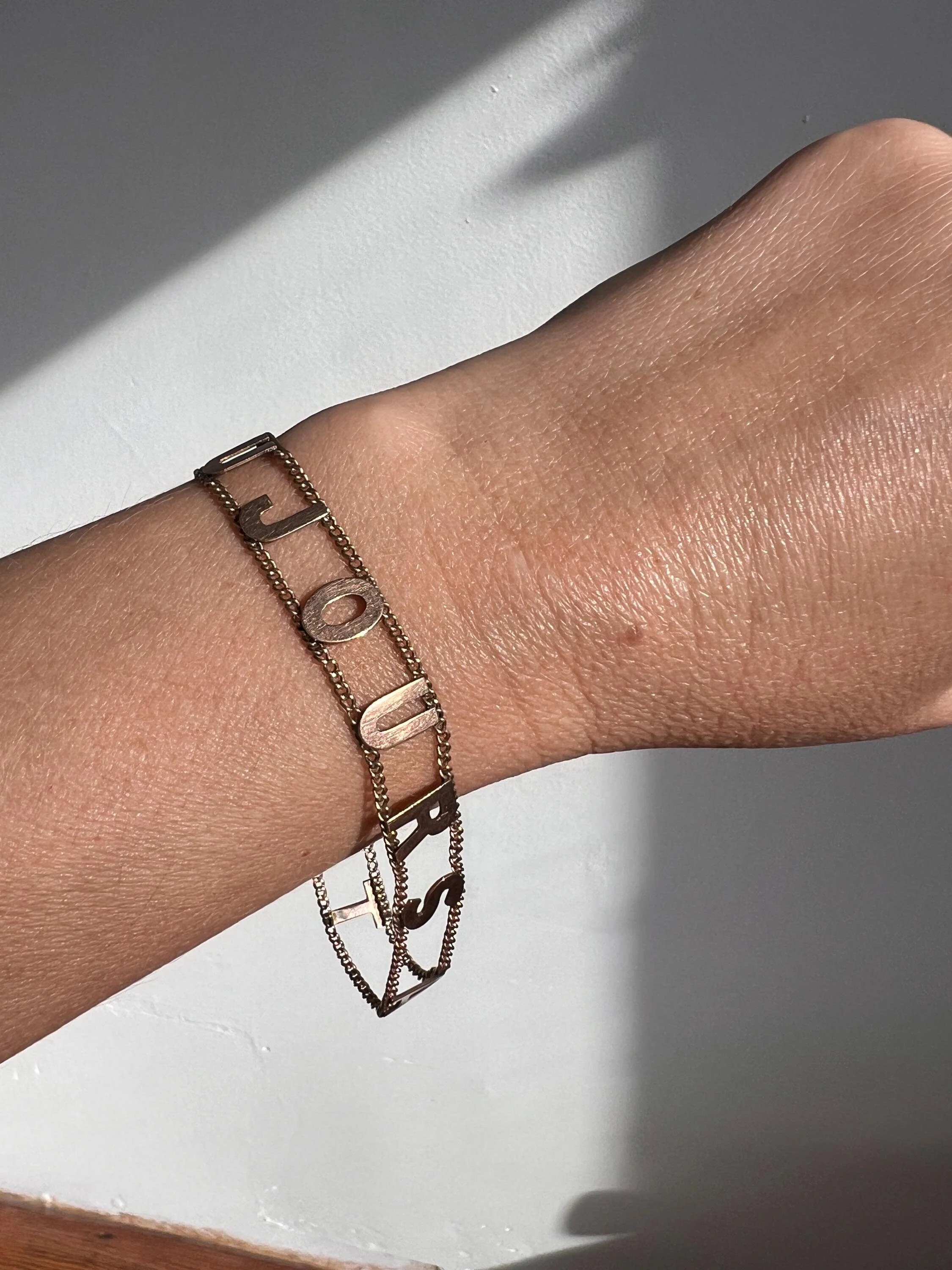 Antique " ALWAYS YOURS " Victorian Letter Bracelet 10k Rose Gold Solid Double Chain Toujours a Toi Turquoise Clasp - Image 3