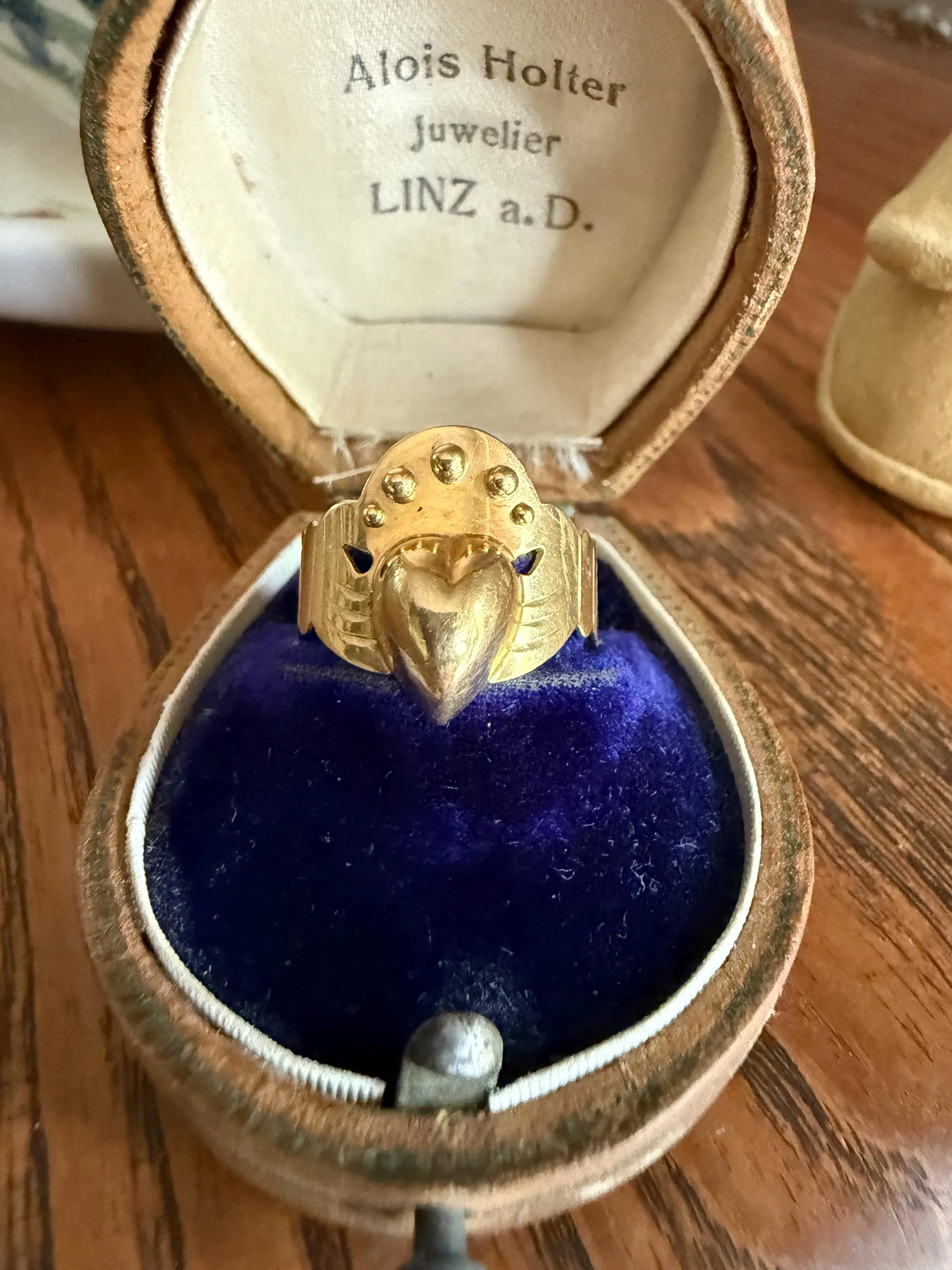 Antique Crowned Puffy Heart Bague de Foi French Regional Ring Fede Hands Ball Rivets 18k GOLD Folk Victorian Wide Band Love Figural - Image 5