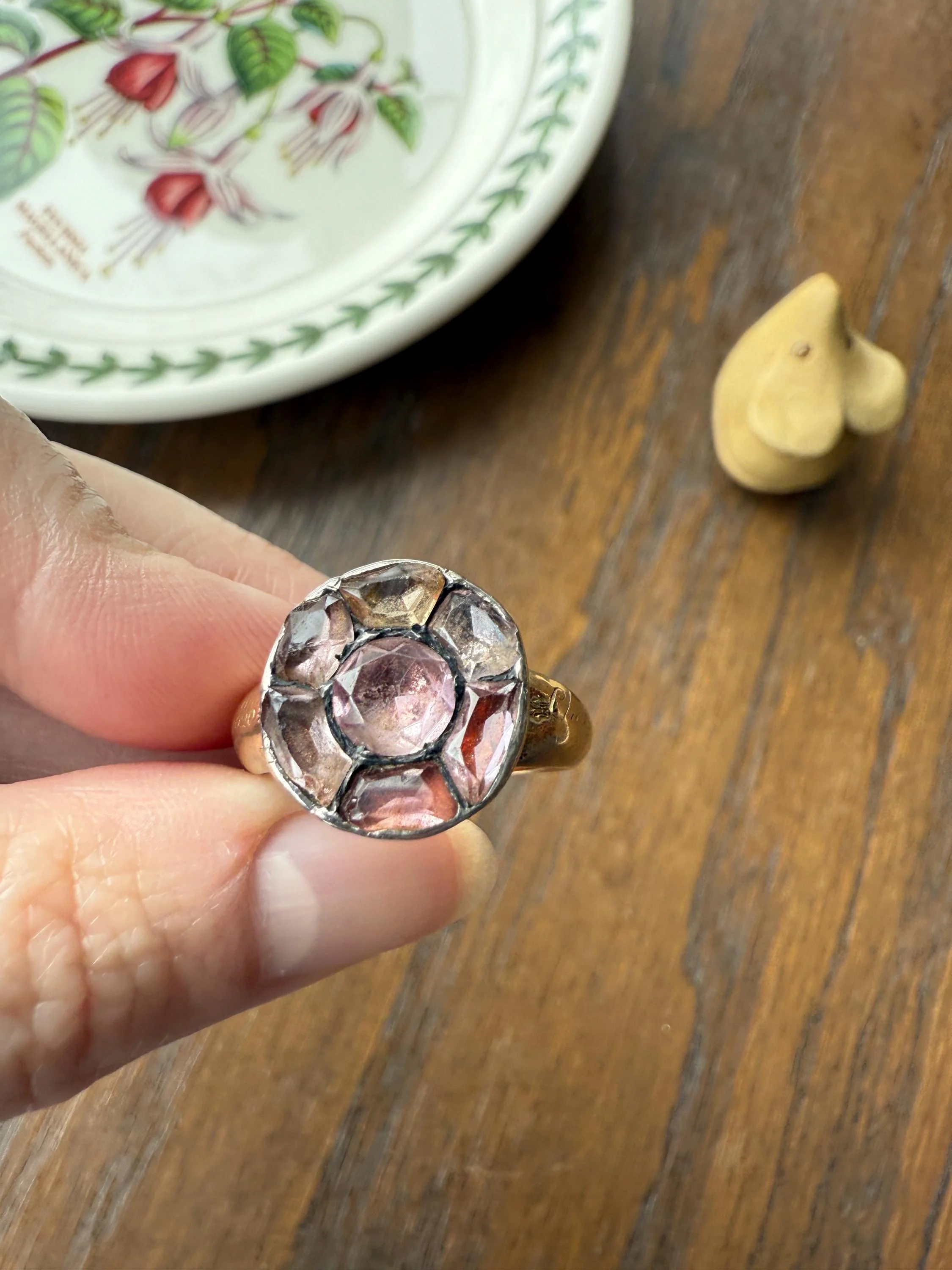 Antique Dated 1820 French Restoration Loyalty Ring Pink Topaz Quartz 18k Gold Engraved Charles Ferdinand Duke Historical Significance Militaria - Image 11