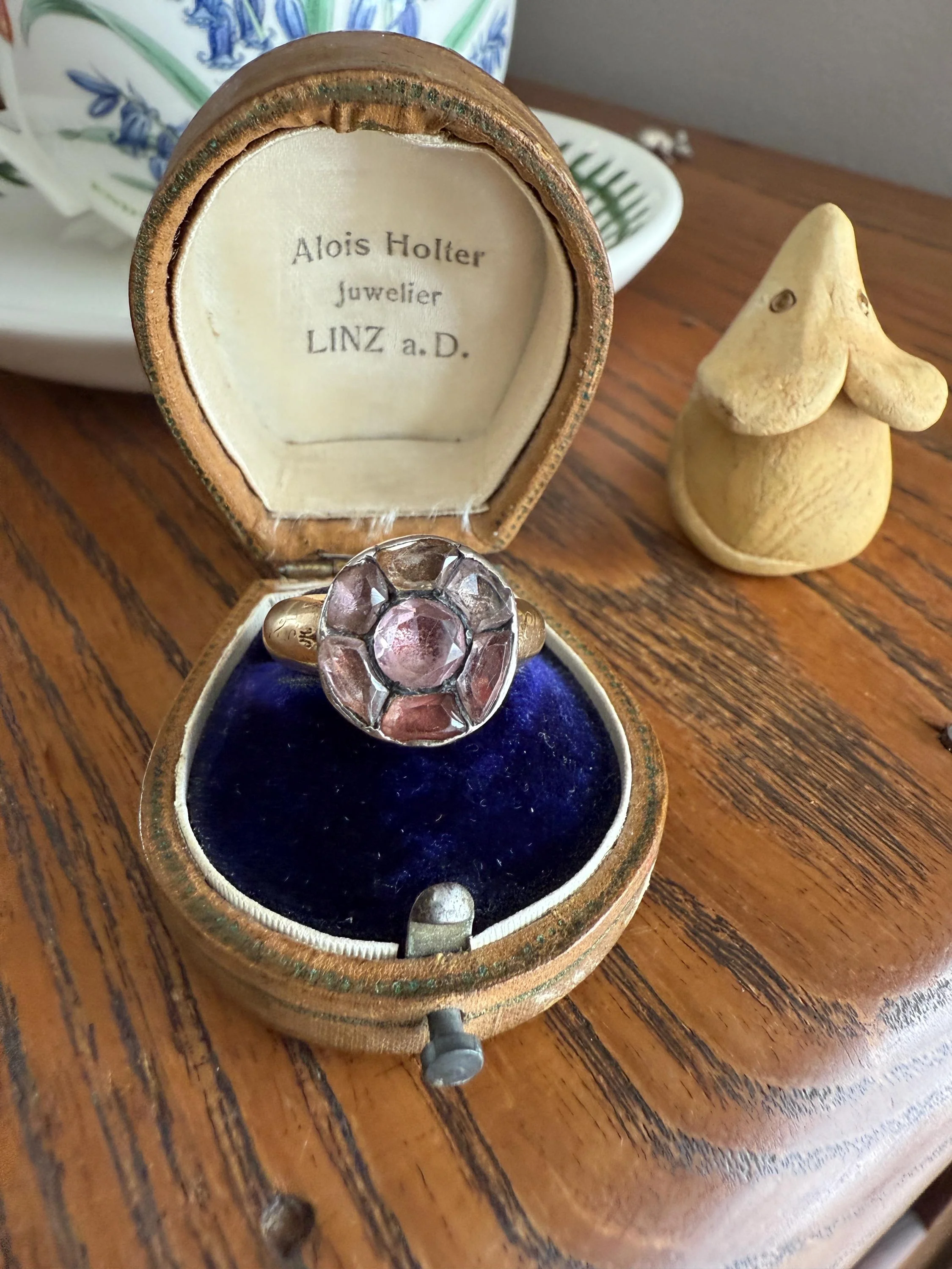 Antique Dated 1820 French Restoration Loyalty Ring Pink Topaz Quartz 18k Gold Engraved Charles Ferdinand Duke Historical Significance Militaria - Image 12