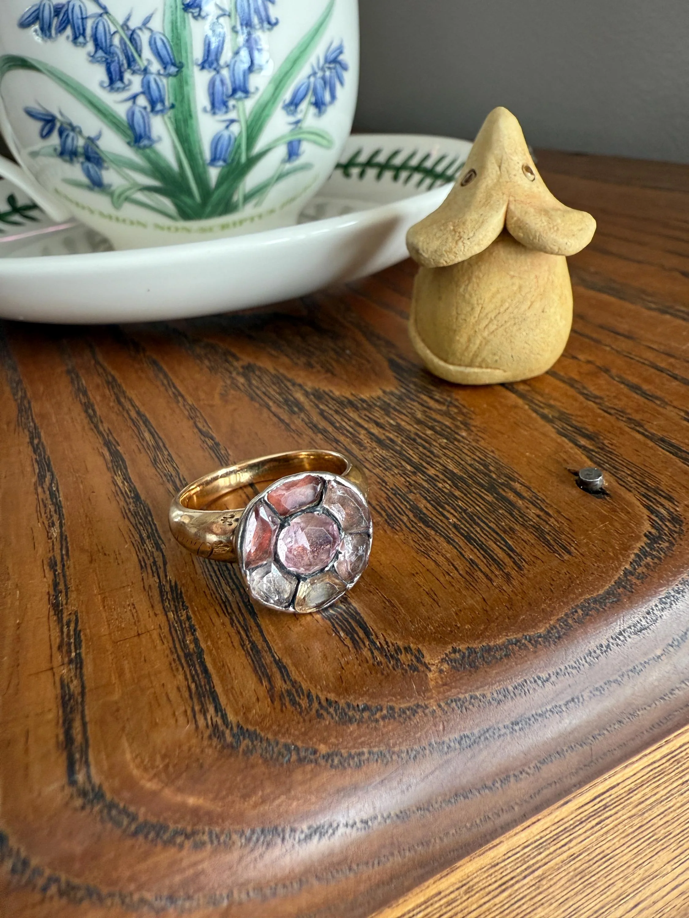Antique Dated 1820 French Restoration Loyalty Ring Pink Topaz Quartz 18k Gold Engraved Charles Ferdinand Duke Historical Significance Militaria - Image 16