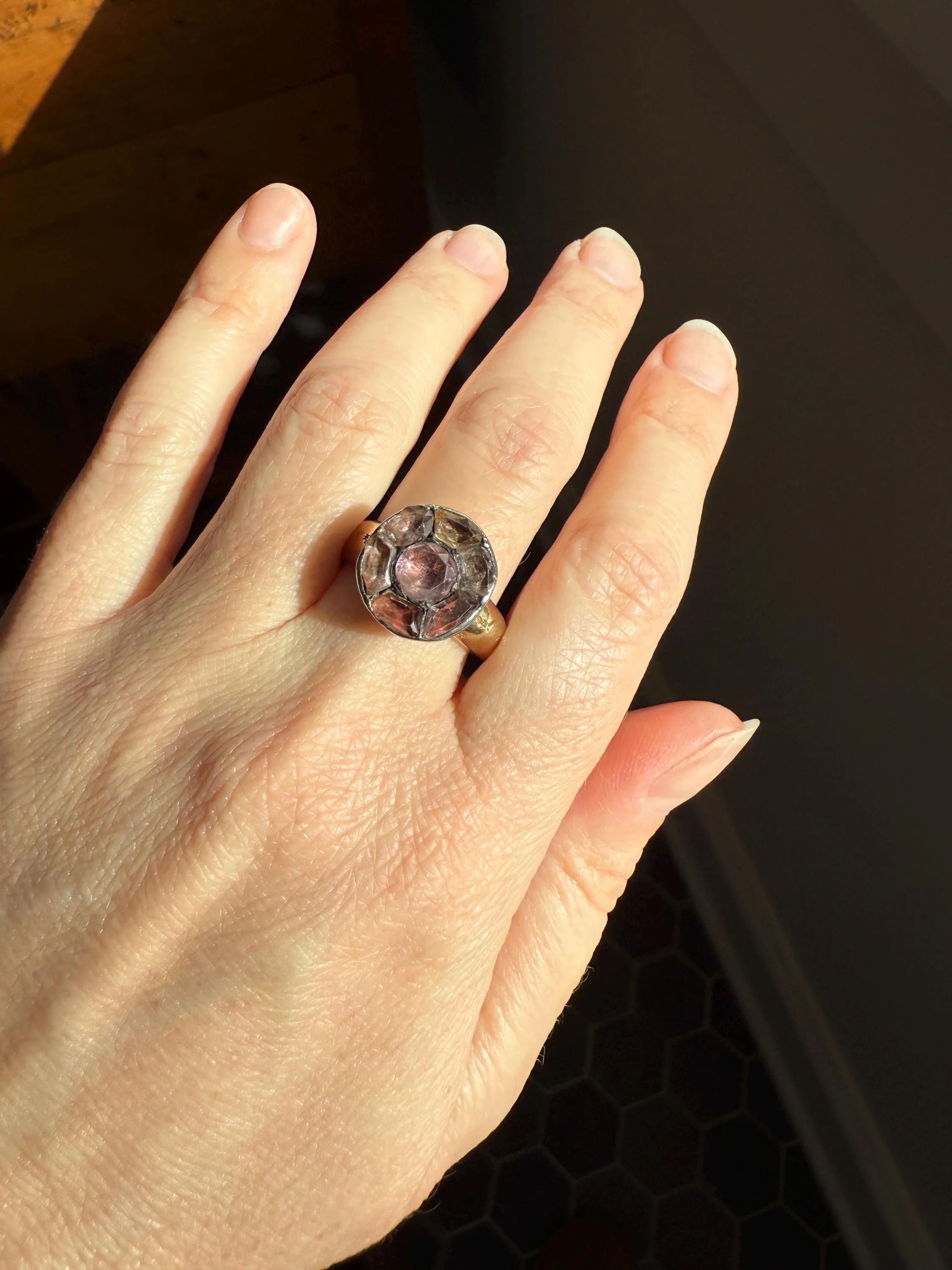 Antique Dated 1820 French Restoration Loyalty Ring Pink Topaz Quartz 18k Gold Engraved Charles Ferdinand Duke Historical Significance Militaria - Image 17