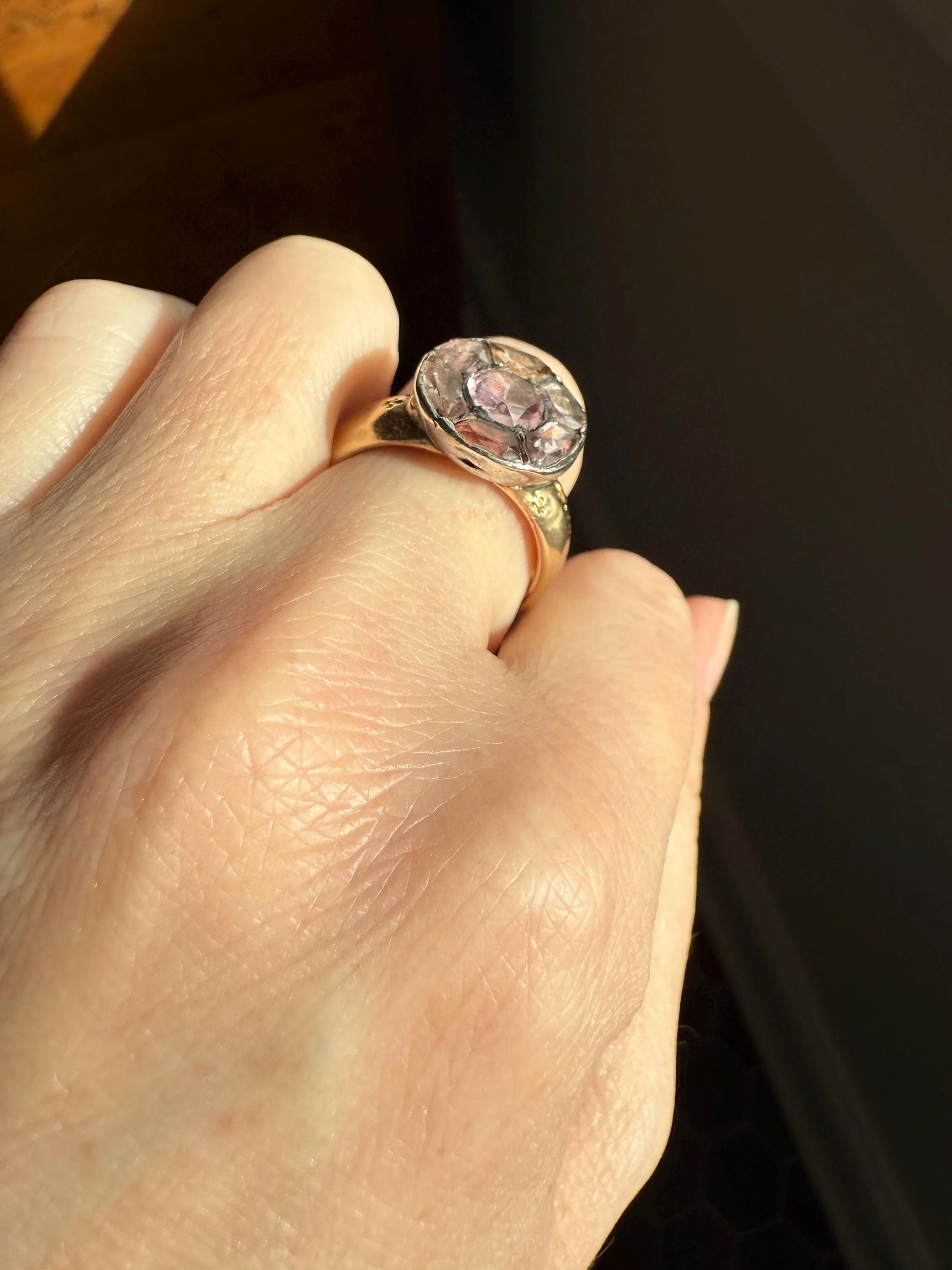 Antique Dated 1820 French Restoration Loyalty Ring Pink Topaz Quartz 18k Gold Engraved Charles Ferdinand Duke Historical Significance Militaria - Image 5