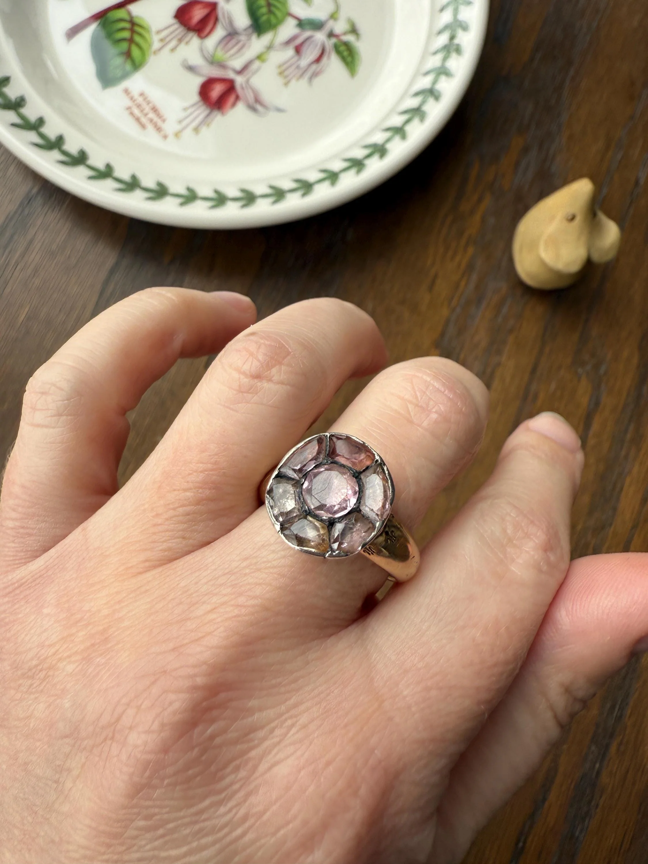 Antique Dated 1820 French Restoration Loyalty Ring Pink Topaz Quartz 18k Gold Engraved Charles Ferdinand Duke Historical Significance Militaria - Image 8