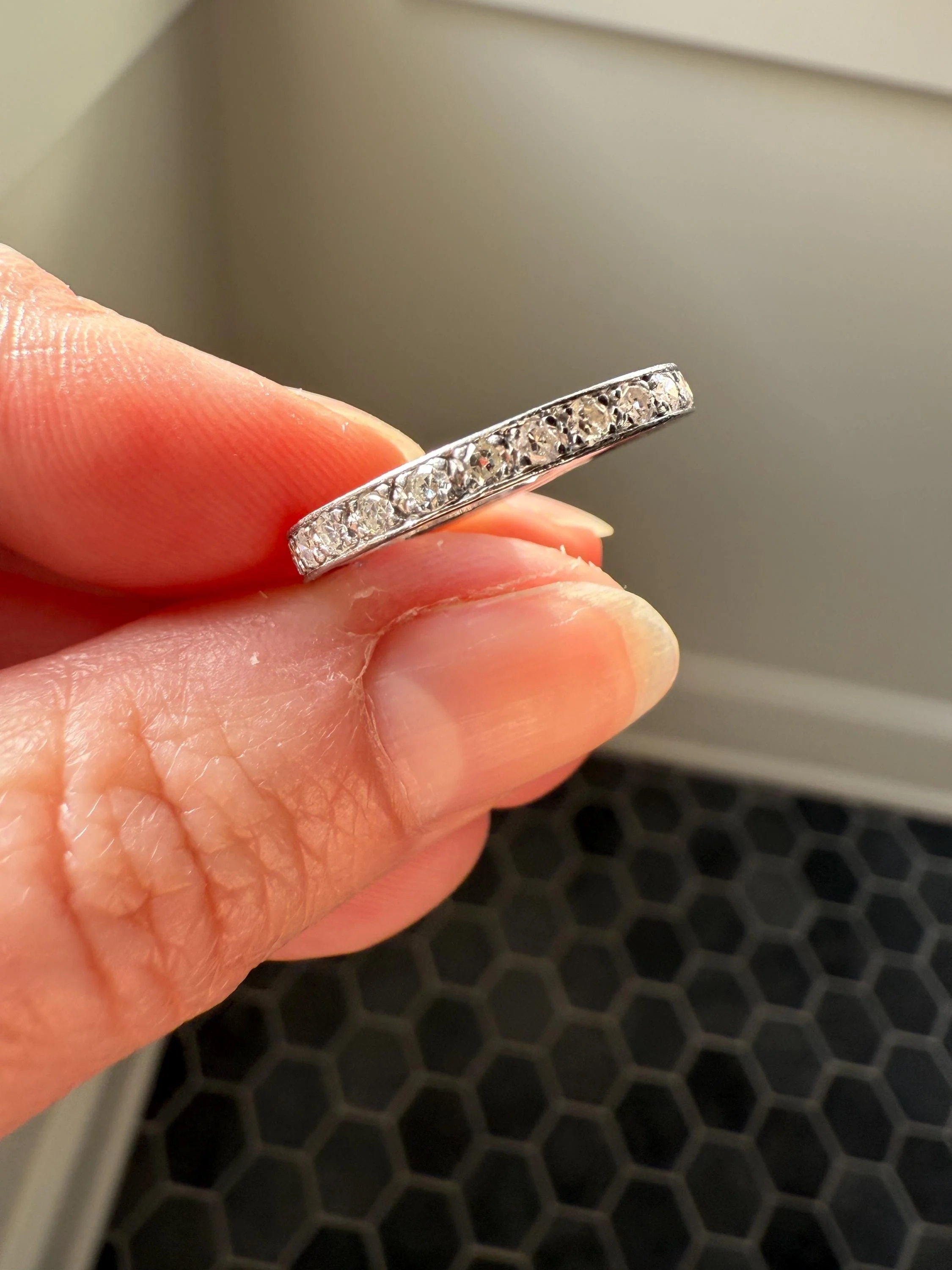 Antique Edwardian Art Deco .8 Carat 26 Old Mine Single Cut DIAMOND Platinum FULL ETERNITY Band Ring Wedding .8Ctw Tdw OmC Stacker - Image 13
