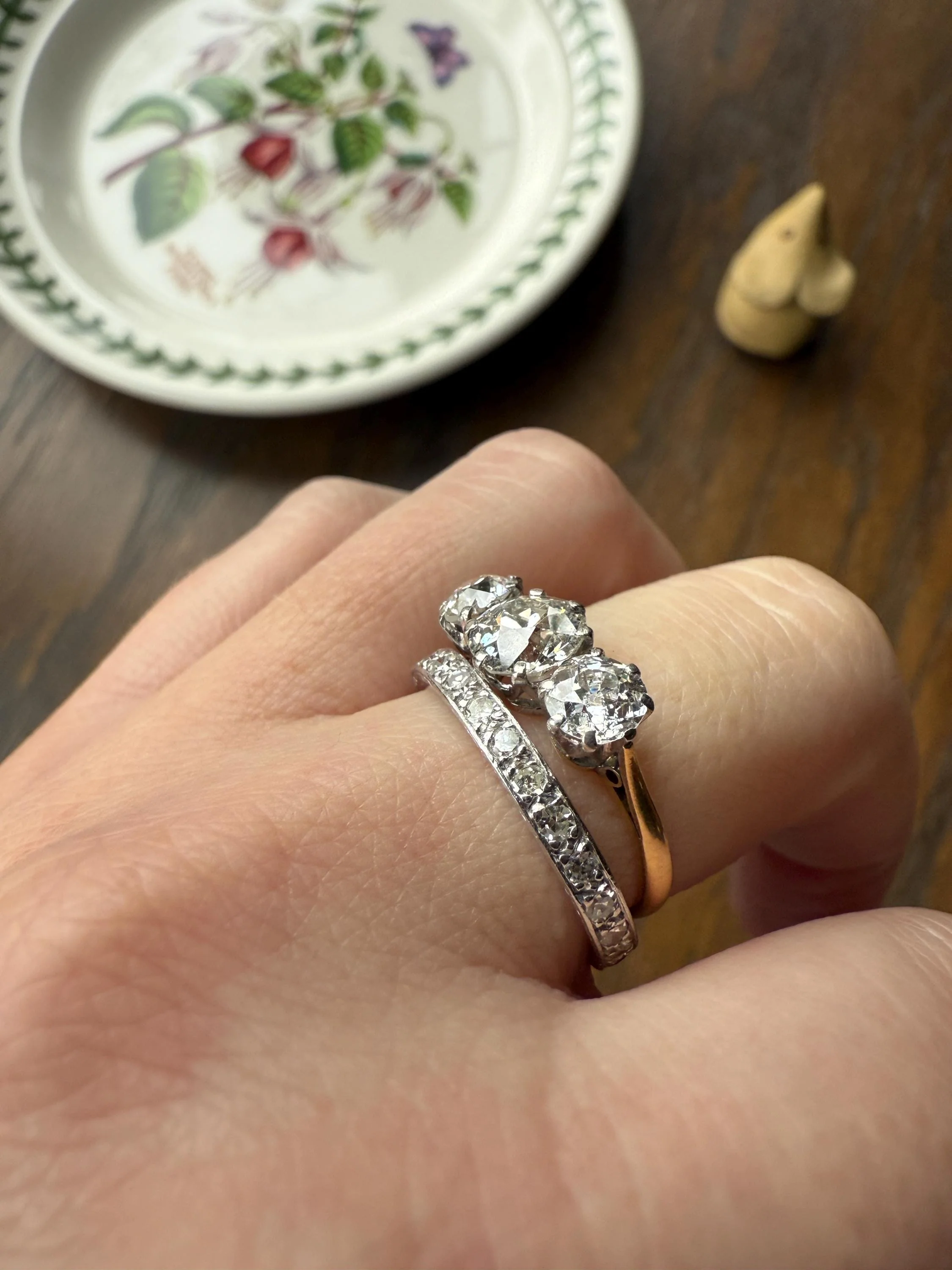 Antique Edwardian Art Deco .8 Carat 26 Old Mine Single Cut DIAMOND Platinum FULL ETERNITY Band Ring Wedding .8Ctw Tdw OmC Stacker - Image 5